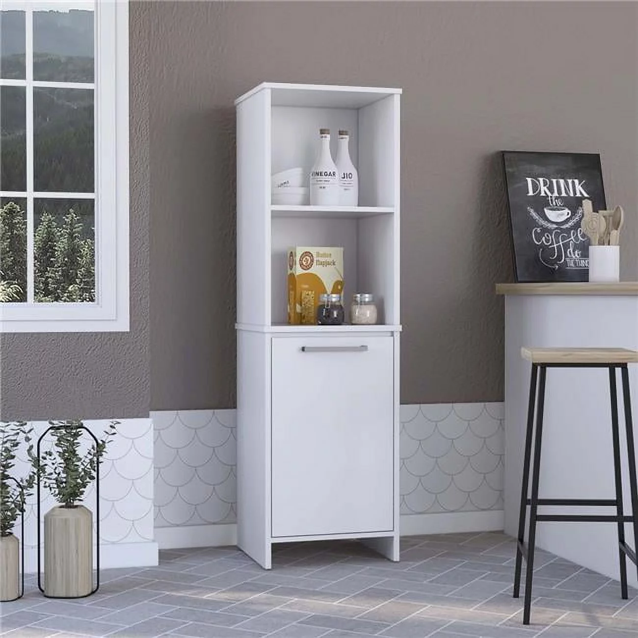 Romulo Kitchen Pantry, White