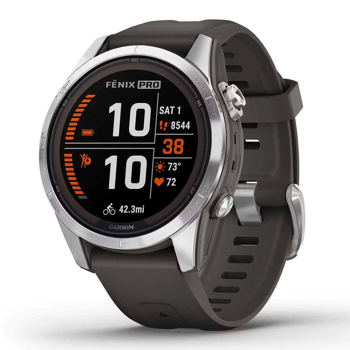 Garmin Fenix 7S Pro Solar (Silver/Graphite) Multisport GPS Smartwatch | Built-in Flashlight, Solar Charging | Bundle with PlayBetter Screen Protectors & Portable Charger