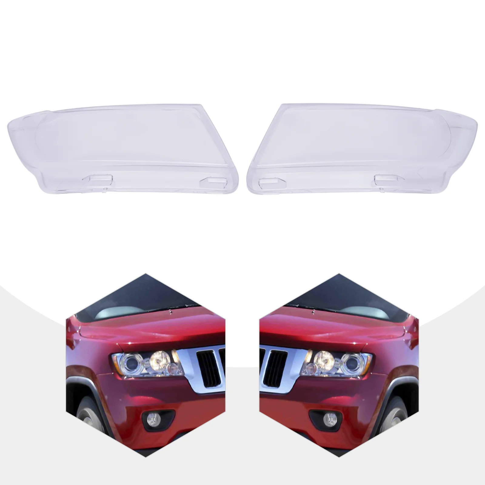DENEST Headlamp Clear Lens Cover Headlight Assembly For 2011-2013 Jeep Grand Cherokee