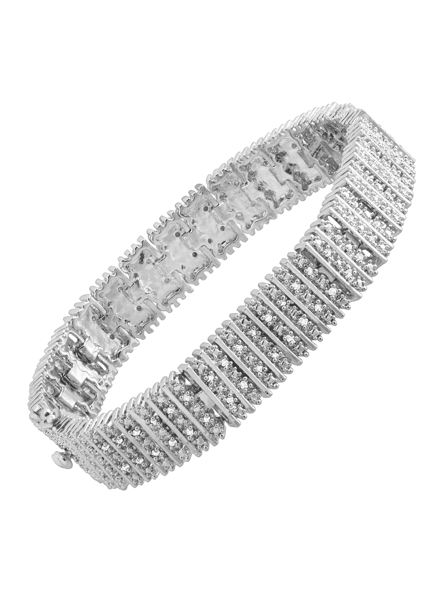 Women's Finecraft 1 cttw Diamond Box Tennis Bracelet in Sterling Silver-Plated Brass, 7.5