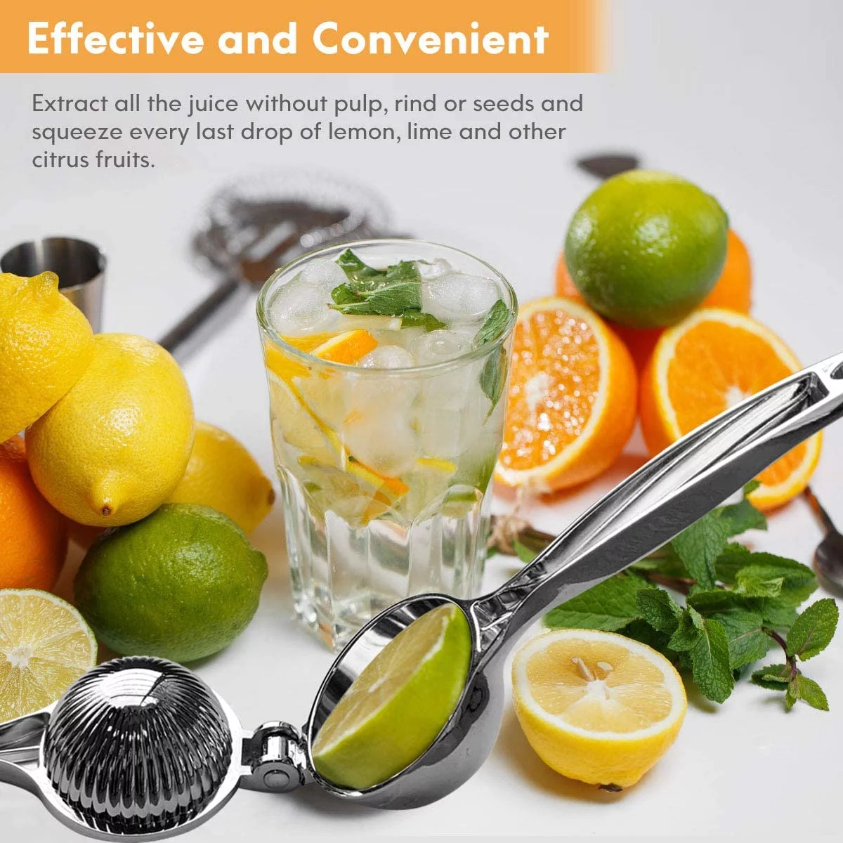 Monkkino Lemon Squeezer, Lemon Squeezer Juicer, Citrus Juicer Handheld, Lemon Juicer, Stainless Steel Juicer Hand Press, Lime Squeezer Bar Tool, Manual Citrus Press, Lime Juicer w/Zester, 2 pcs