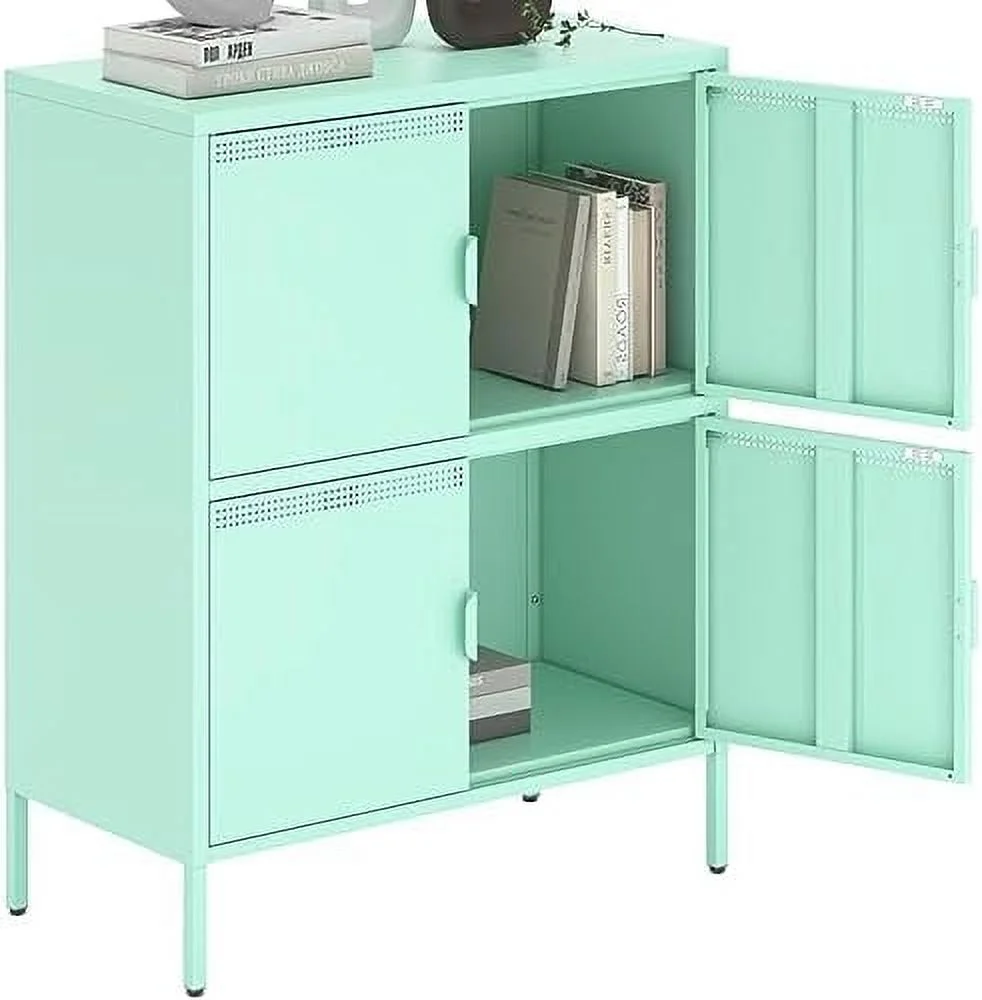 HBBOOMLIFE Orange Metal Cabinet with Mesh Door & Adjustable Shelves Locker  Cabinet Metal Sideboard Metal Liquor Cabinet for Home Office Kitchen Coffee