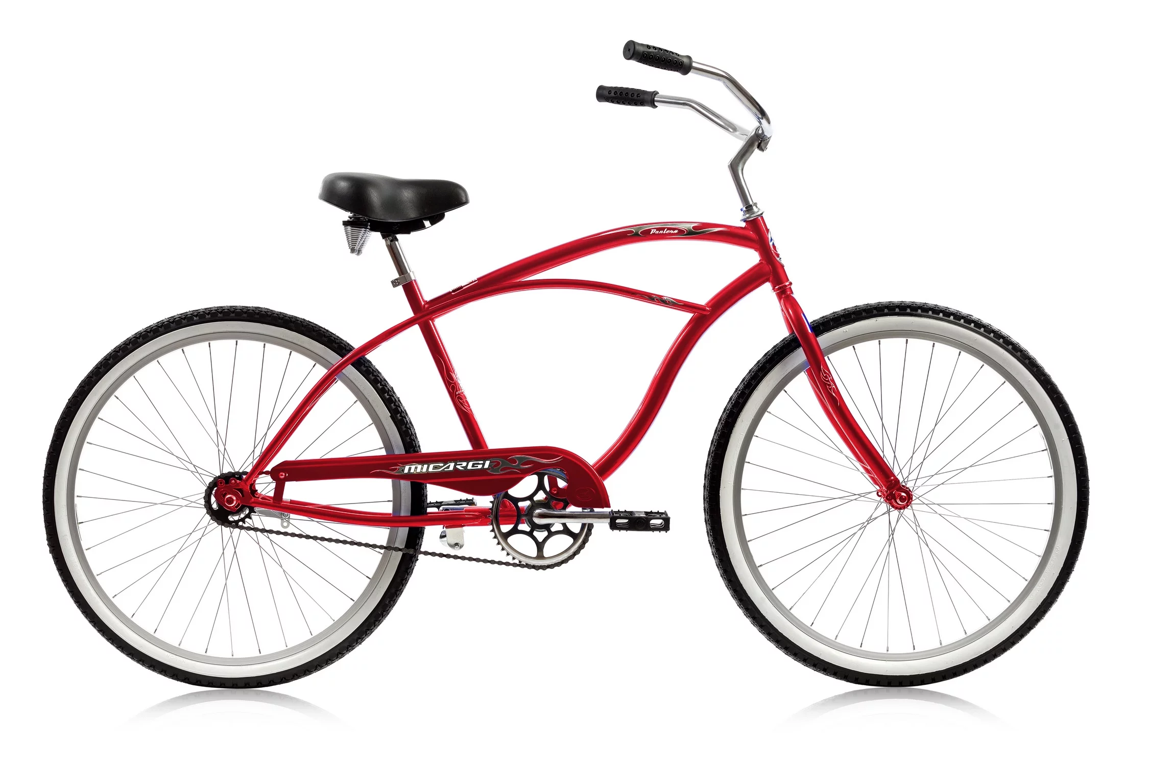 Wonder Wheels 26 In. Beach Cruiser Coaster Brake Single Speed Bicycle, Bike, Stainless Steel Spokes One Piece Crank Alloy Rims 36 H - Red