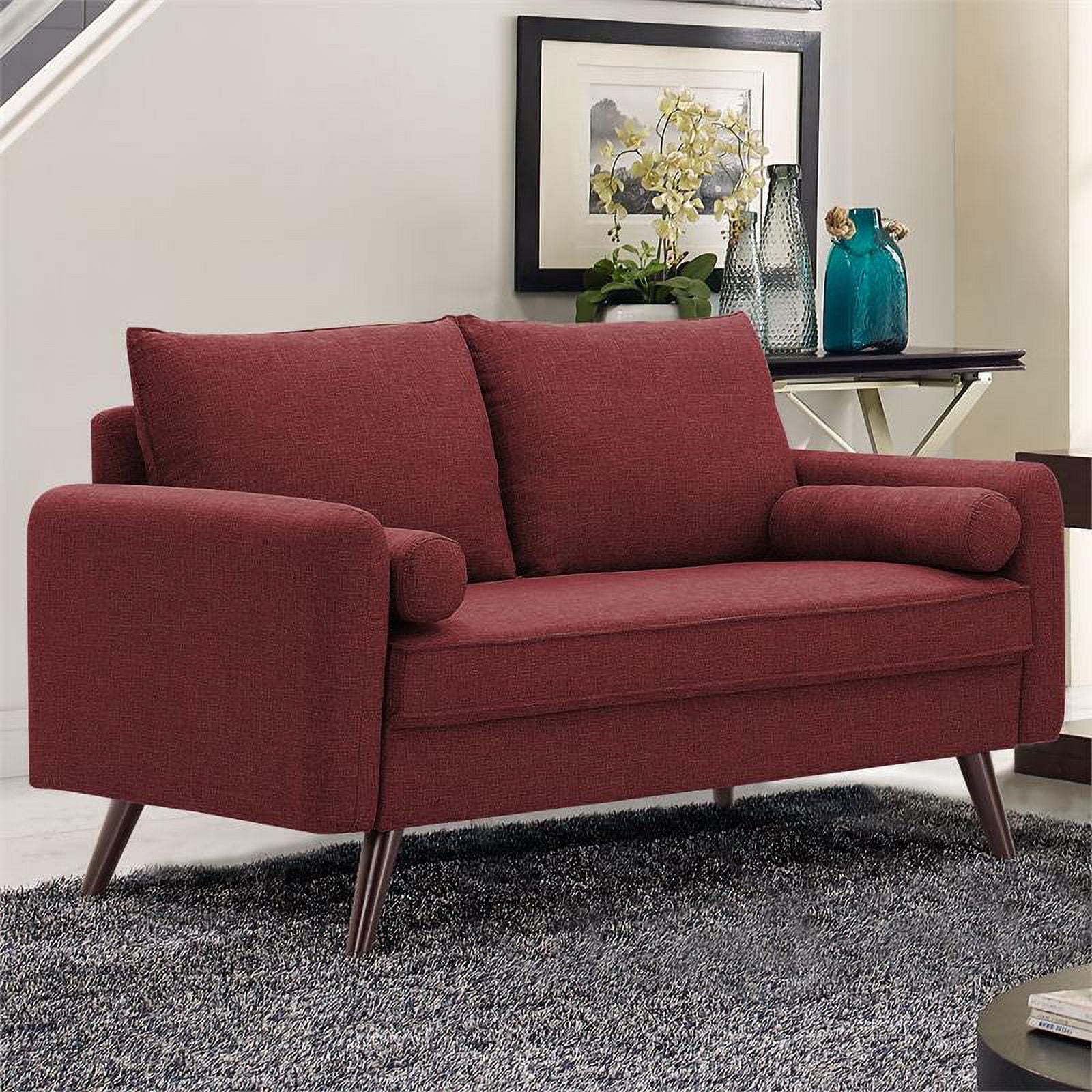 Lifestyle Solutions Cambridge Loveseat in Red Fabric Upholstery