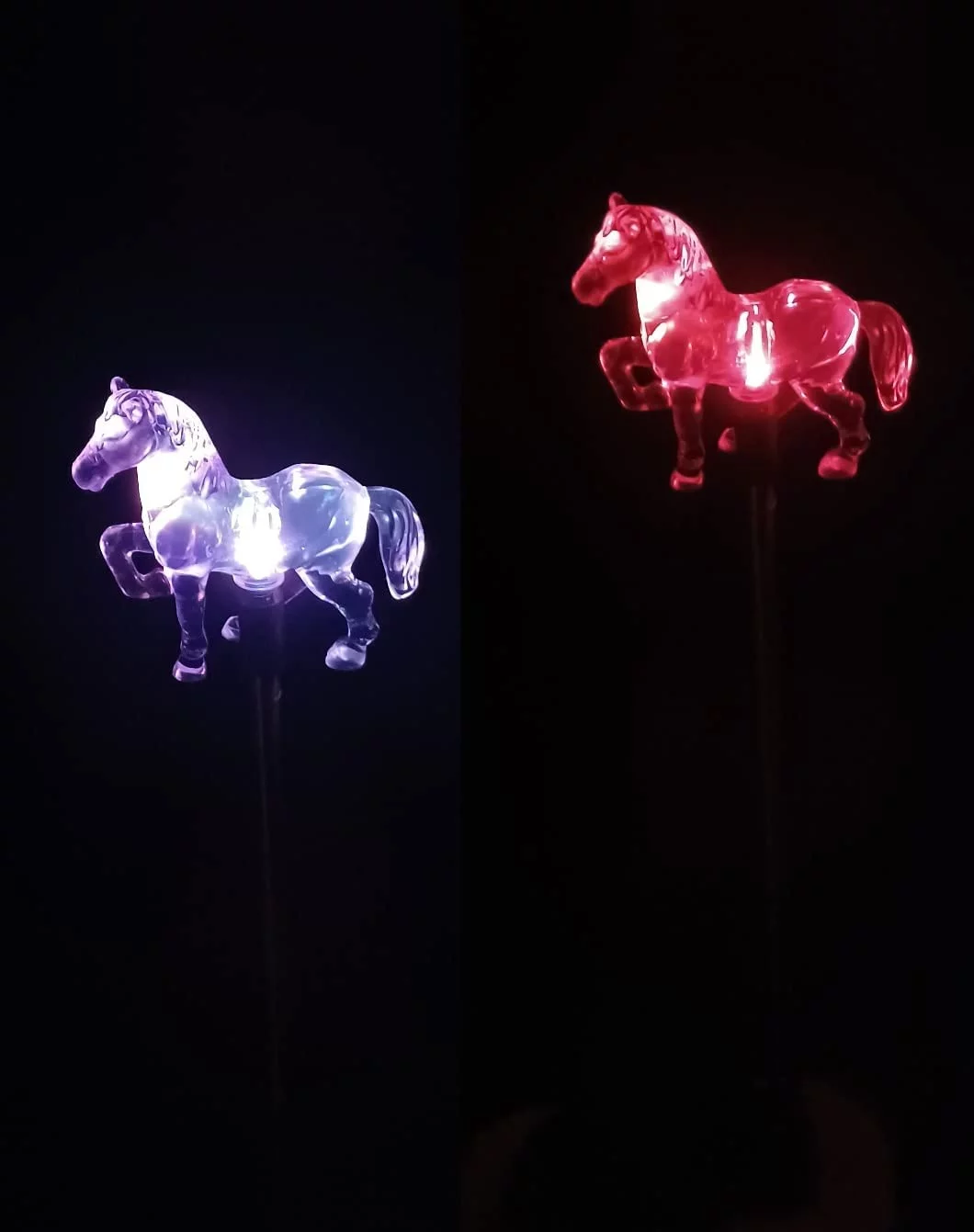 2 PCS Solar Color Changing Horse Style Garden Stake Light