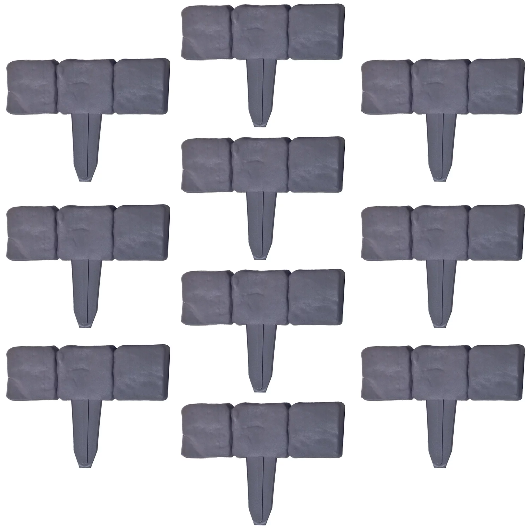 Pure Garden 10-Piece Plastic Interlocking Garden Edging for Landscaping (Putty)