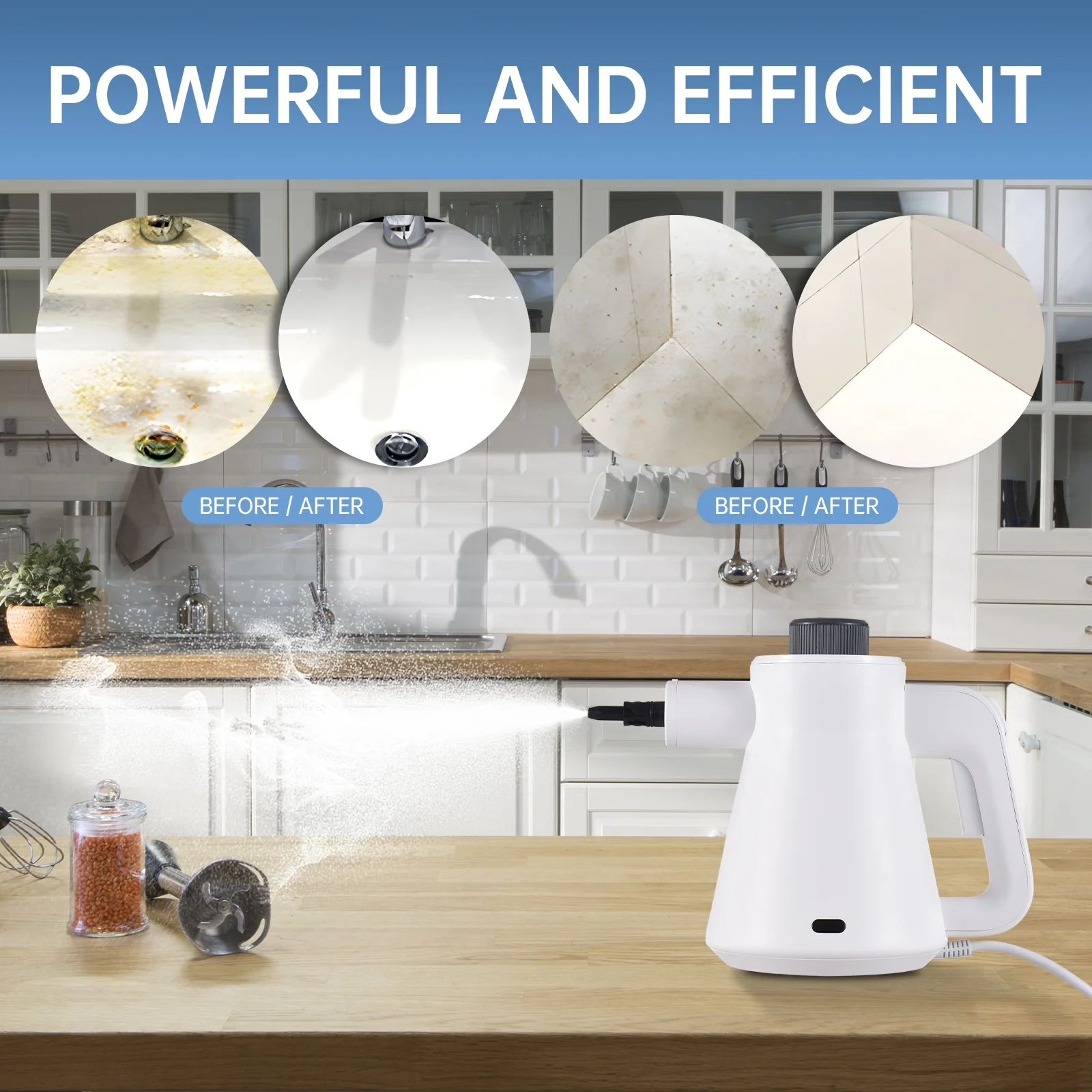 Spirastell Hand-held hanging press,Steamer Kitchen Furniture Bar Temperature Pressurized Cleaner 1000W 3.5 Cleaner Cleaner 7 Kit Chemical-Free Safety Lock 7 Handheld Steam Cleaner Pressurized Cleaner