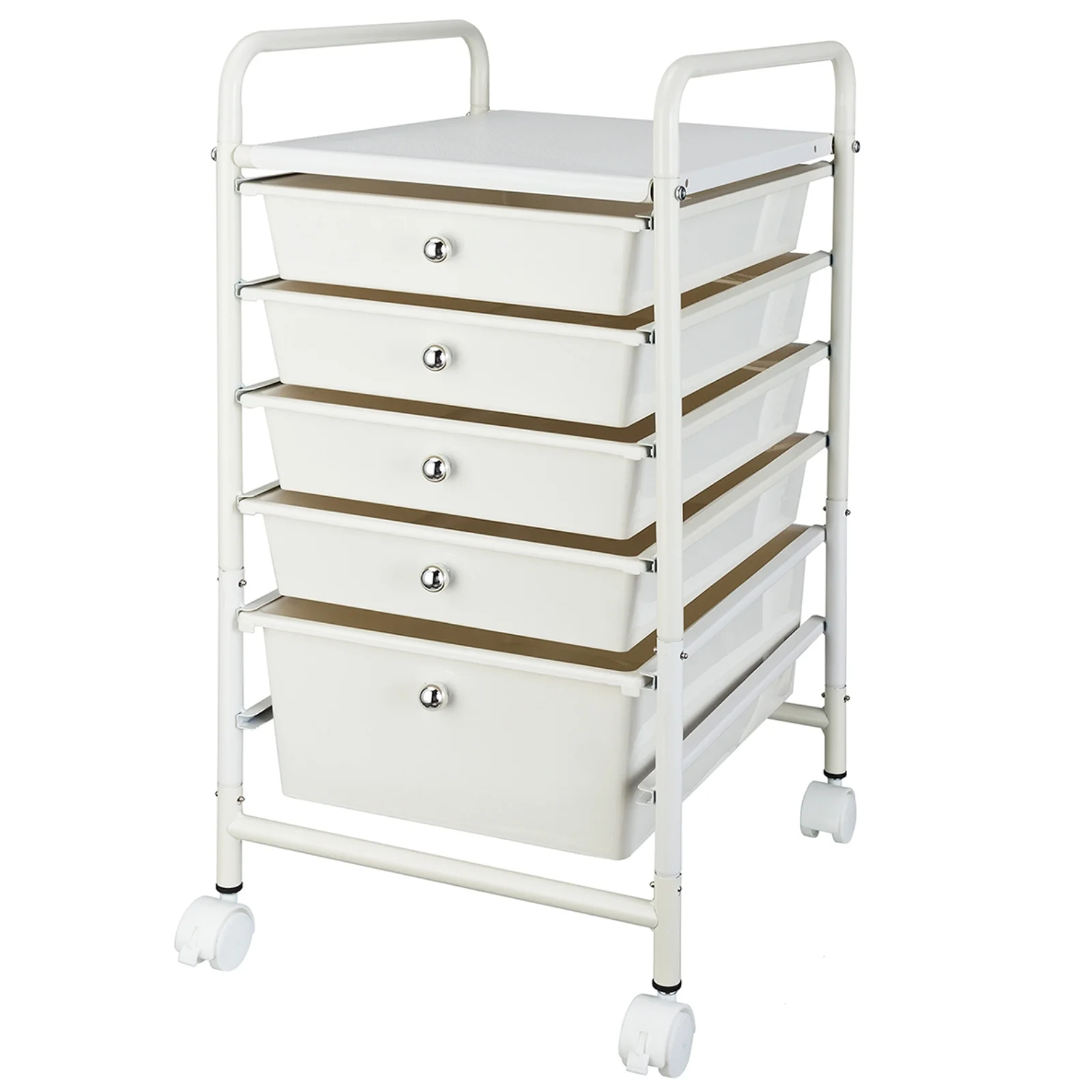 Hurber 5 Drawer Rolling Storage Cart Scrapbook Paper Office Organizer, White