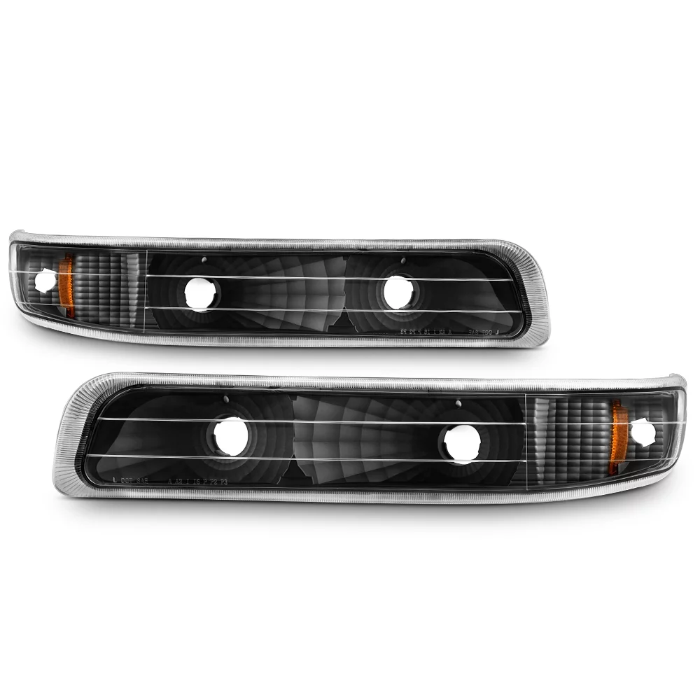 AKKON - For 1999-2002 Silverado 00-06 Tahoe Suburban Black Bumper Parking Turn Signal Lights Left + Right Pair