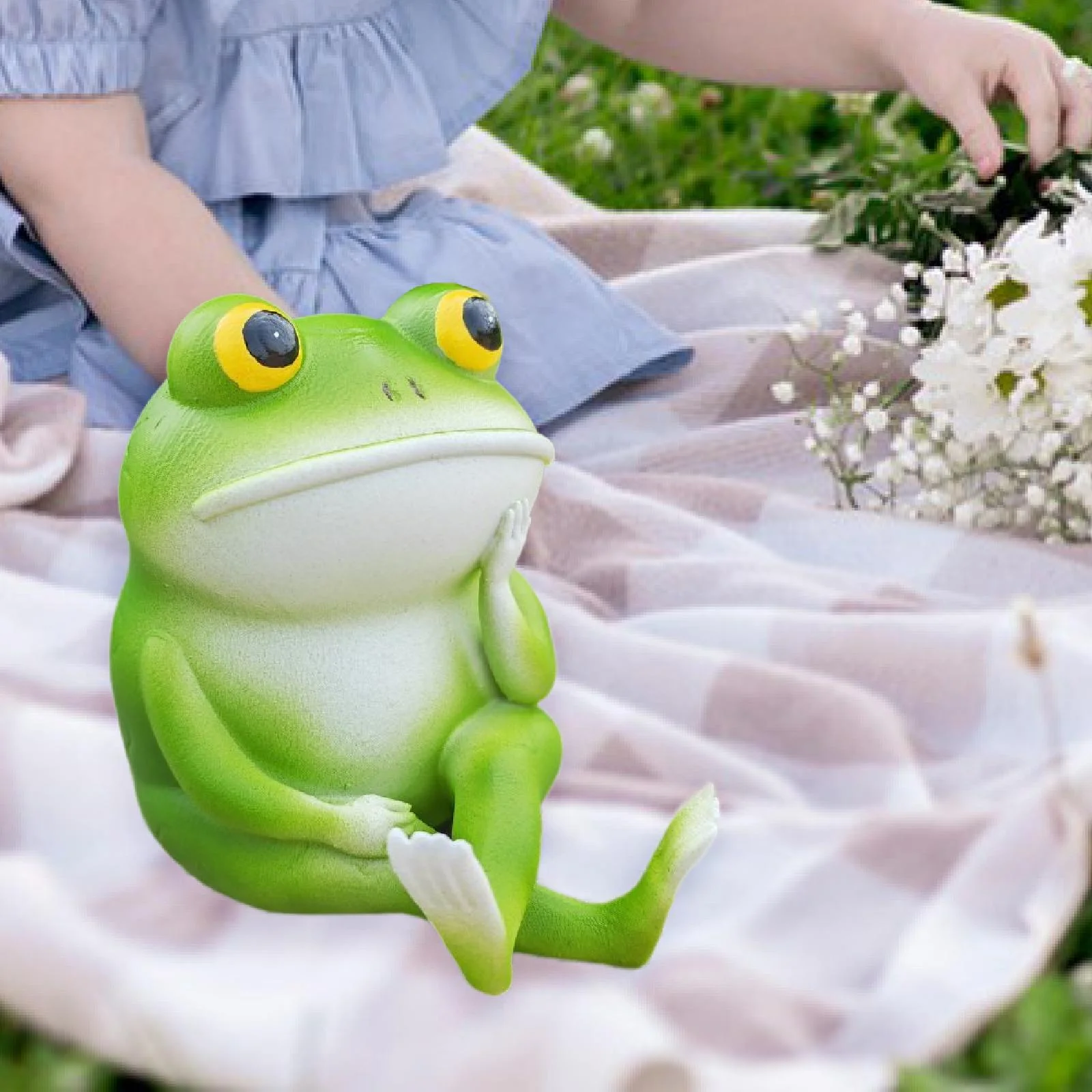 SunniMix Miniature Garden Figurine Resin Sculpture Home Fireplace Thinker Frog Statue