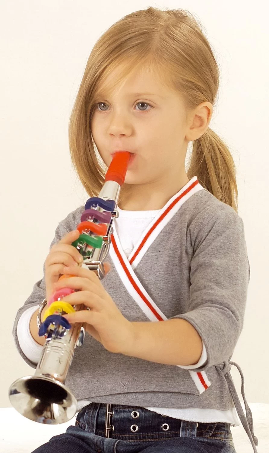 Click N' Play Clarinet with 8 Colored Keys, Metallic Silver