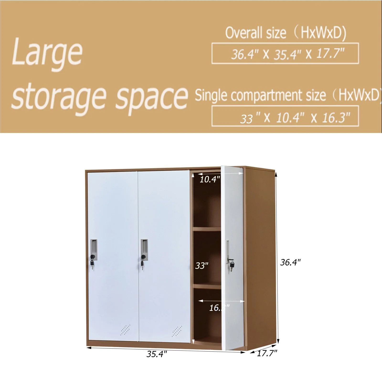 MECOLOR Office Metal Cabinet Locker with 3 Layer ,Each Door Storage for Cloth PC ,bag,toy and Shoes,Small Changing Room Locker