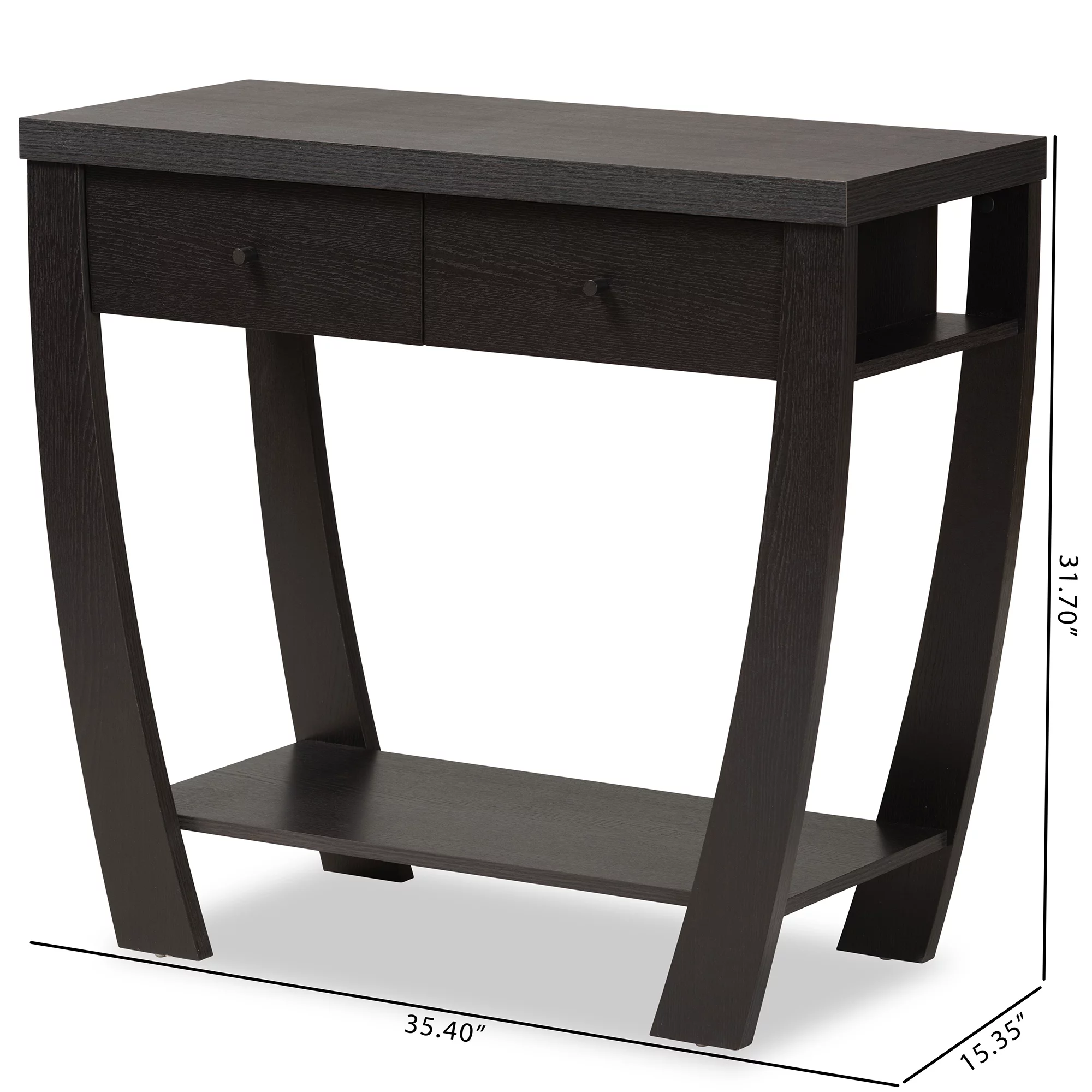 Baxton Studio Capote Modern Wood 2 Drawer Console Table, Dark Brown