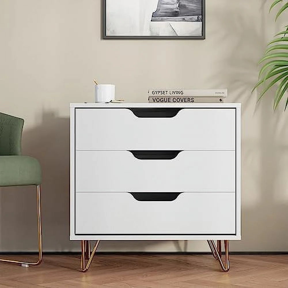 SQTRFCV 3 Drawer Dresser   Modern Dresser for Bedroom   Dressers with Wide Chest of Drawers for  Bedroom  Black Dresser for Living Room  Nursery  Hallway  Oak