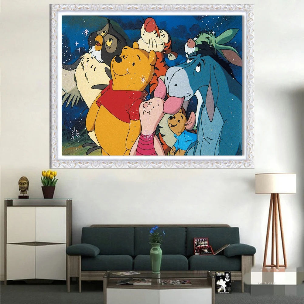 DIY 5D Diamond Painting by Number Kits, Winnie the Pooh Crystal Rhinestone Diamond Embroidery Paintings Pictures Arts Craft for Home Wall Decor (12x16inch)