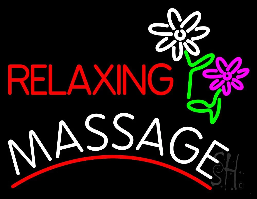 Relaxing Massage LED Neon Sign 24 x 31 - inches, Black Square Cut Acrylic Backing, with Dimmer - Bright and Premium built indoor LED Neon Sign for Spa interior decor and storefront.