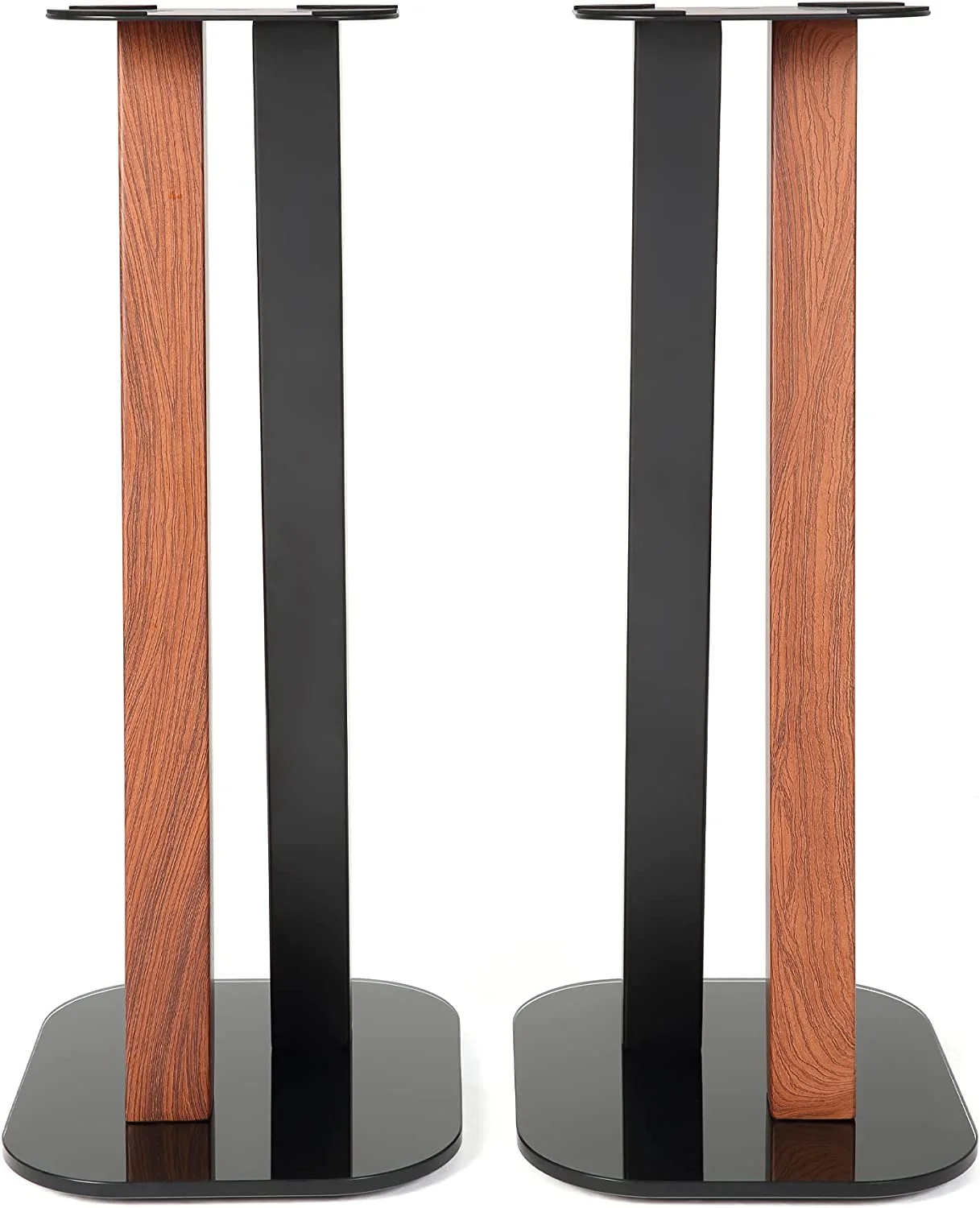 YILAN One Pair Fixed Height Universal Speaker Floor Stands - 600 Series - Cedar Black