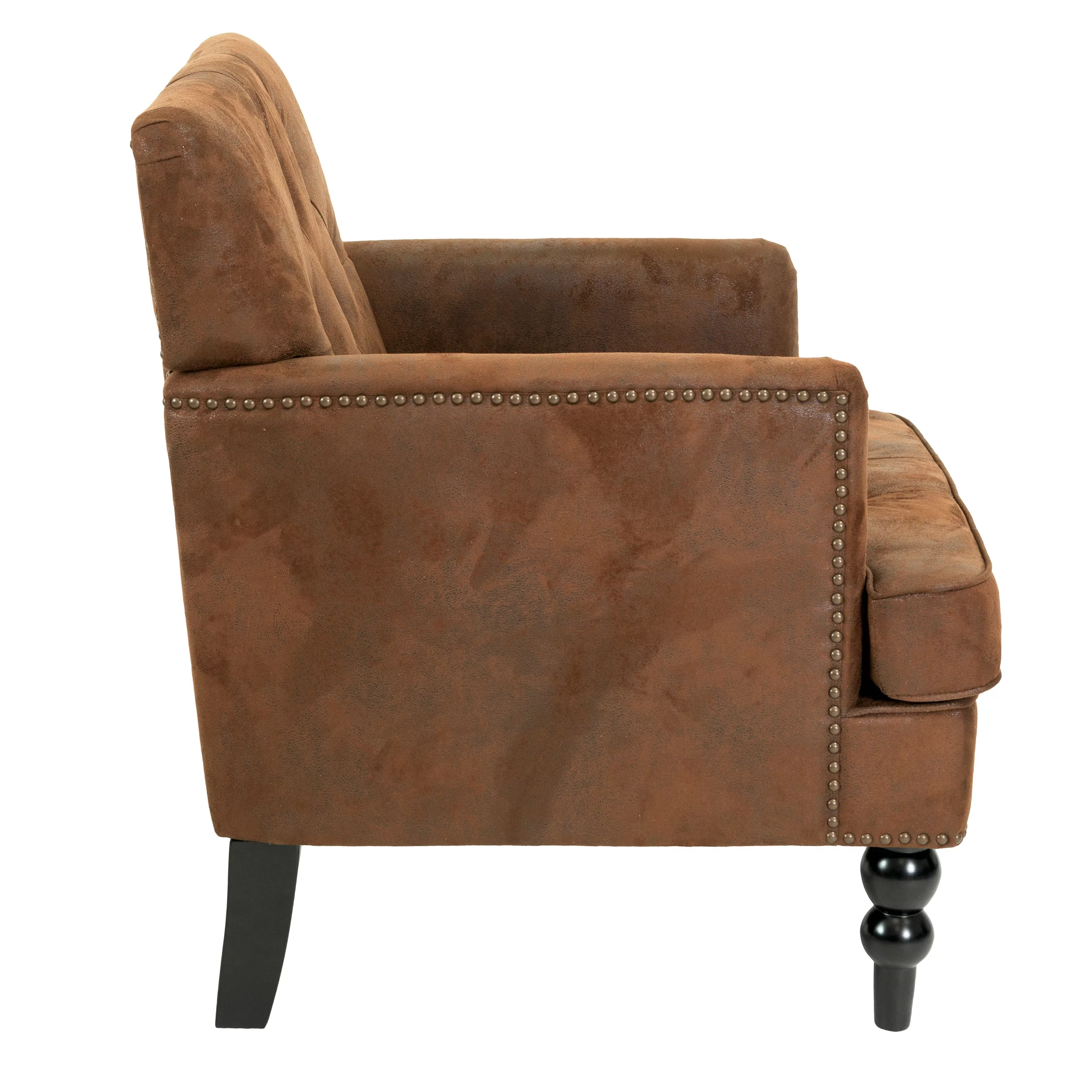 Randi Fabric Tufted Club Chair, Brown
