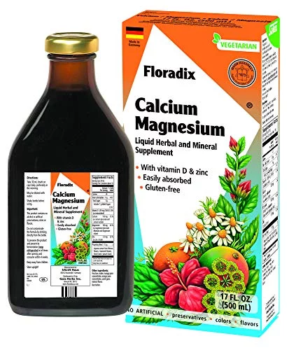 Floradix Calcium and Magnesium Liquid Salus Liquid, 17 oz, 6 Pack