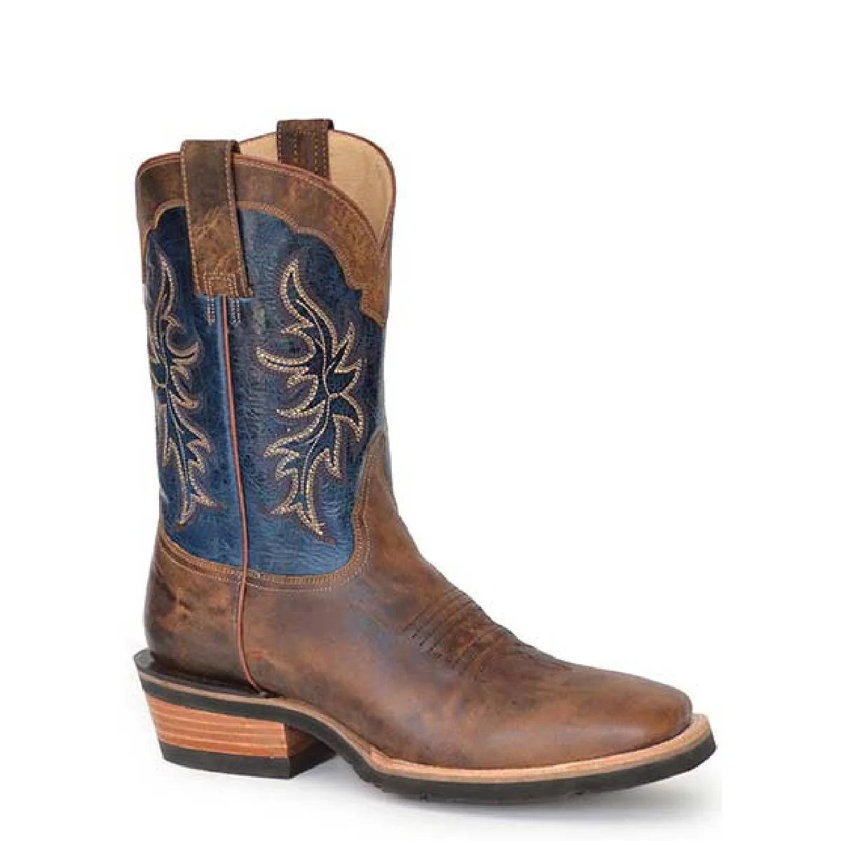 Men's Roper Ride 'Em Cowboy Leather GEO Sole Boots Handcrafted Tan