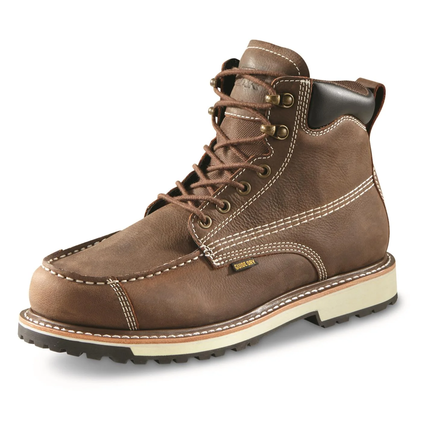 Guide Gear Rugged Timber Mens Chukka Boots Waterproof Leather Work Shoes, Moisture Wicking Insoles, Pull-On Ankle Boot