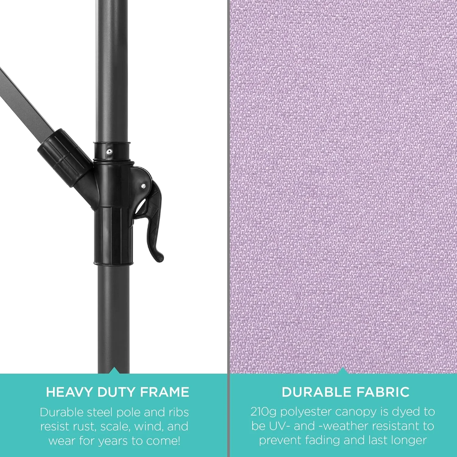 10ft Solar LED Offset Hanging Patio Umbrella - Tilt Adjustment, 8 Ribs, Lavender