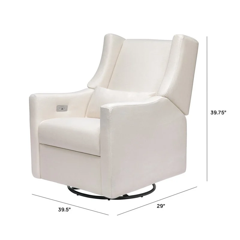 Pemberly Row Glider Recliner w/ Electronic Control in Cream Eco-Weave
