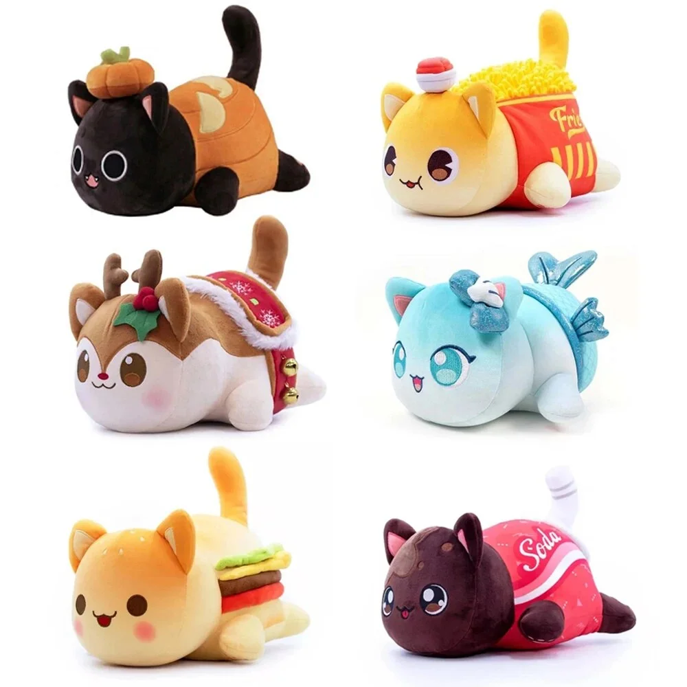 Meemeow Aphmau Plush Meemeows Food Cats Plushie Bunle Ahpmau French Fries Burger Pillow Plush Toys Kawaii Cute Plushy Cats Doll A2