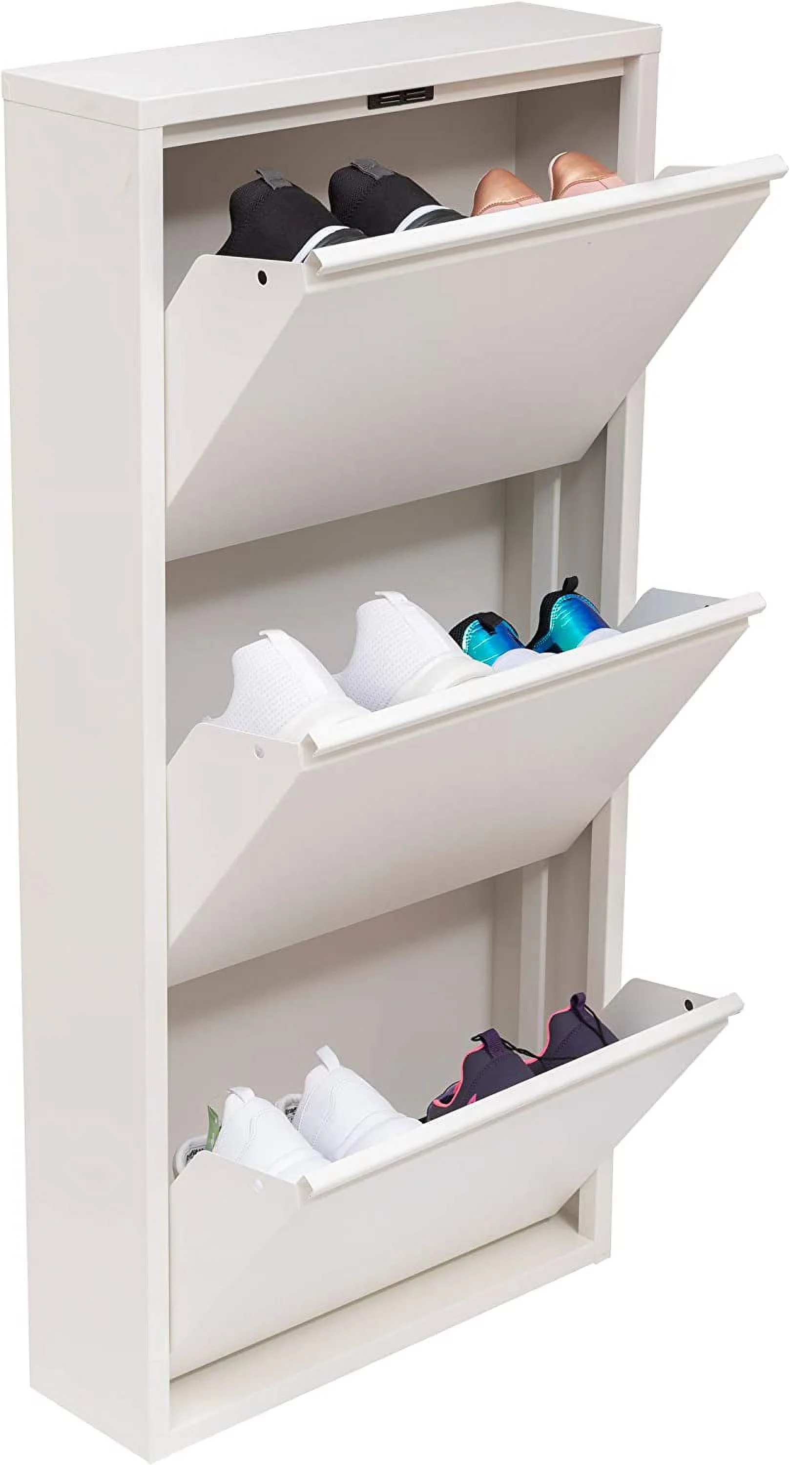 Modern 3 & 4 Drawer Shoe Cabinet, 3-4Tier Shoe Rack Storage Organizer, (White) (3 & 4Tier) (3 Tier)
