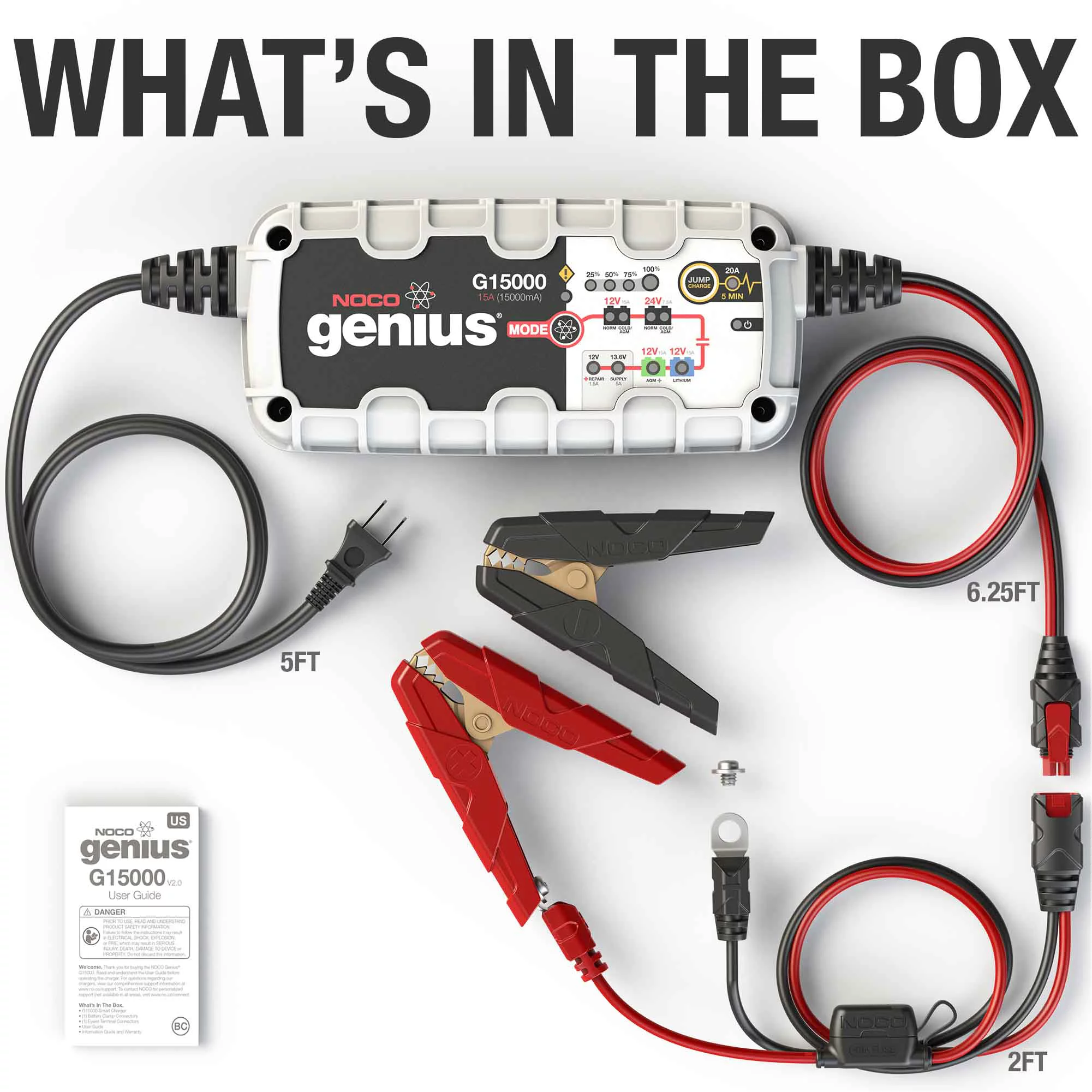 NOCO Genius G15000 12V/24V 15 Amp Pro-Series Battery Charger and Maintainer