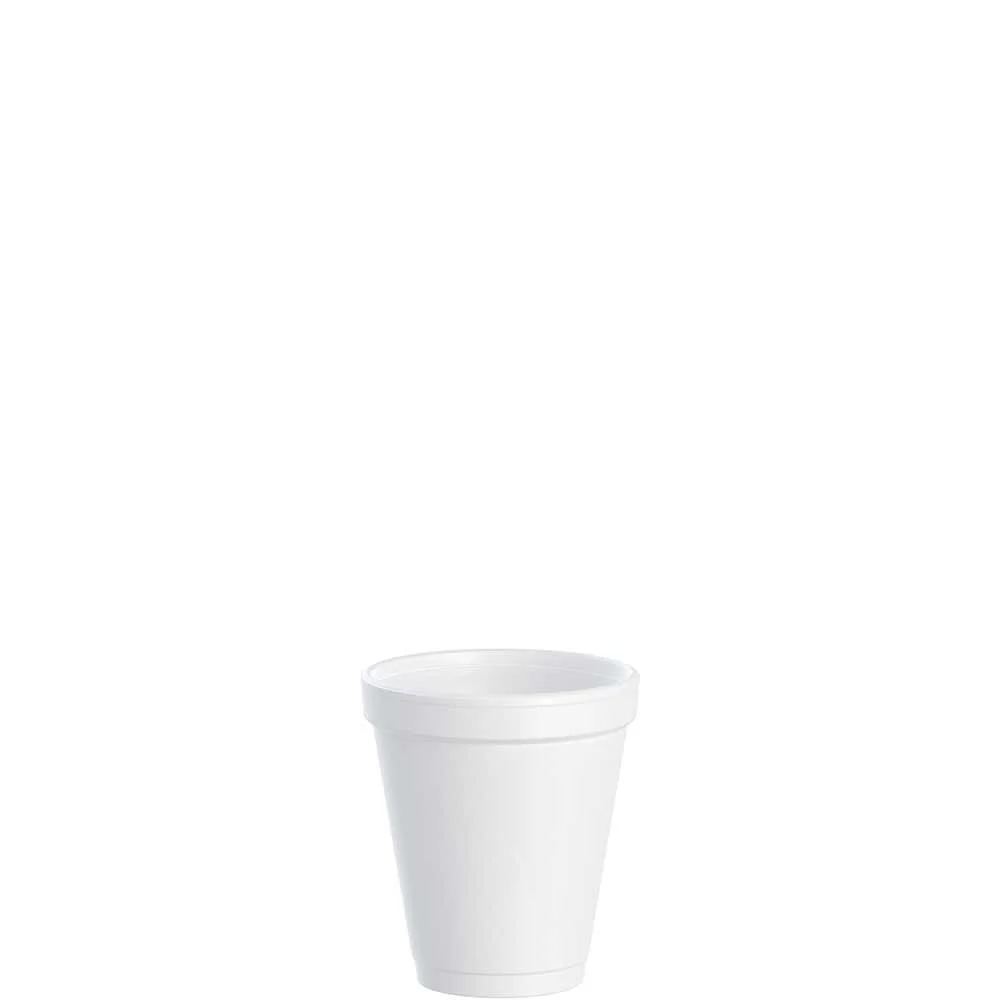 Dart Foam Cups, 6oz, White, 1000ct Case, Fits 6-series Lids, 6J6