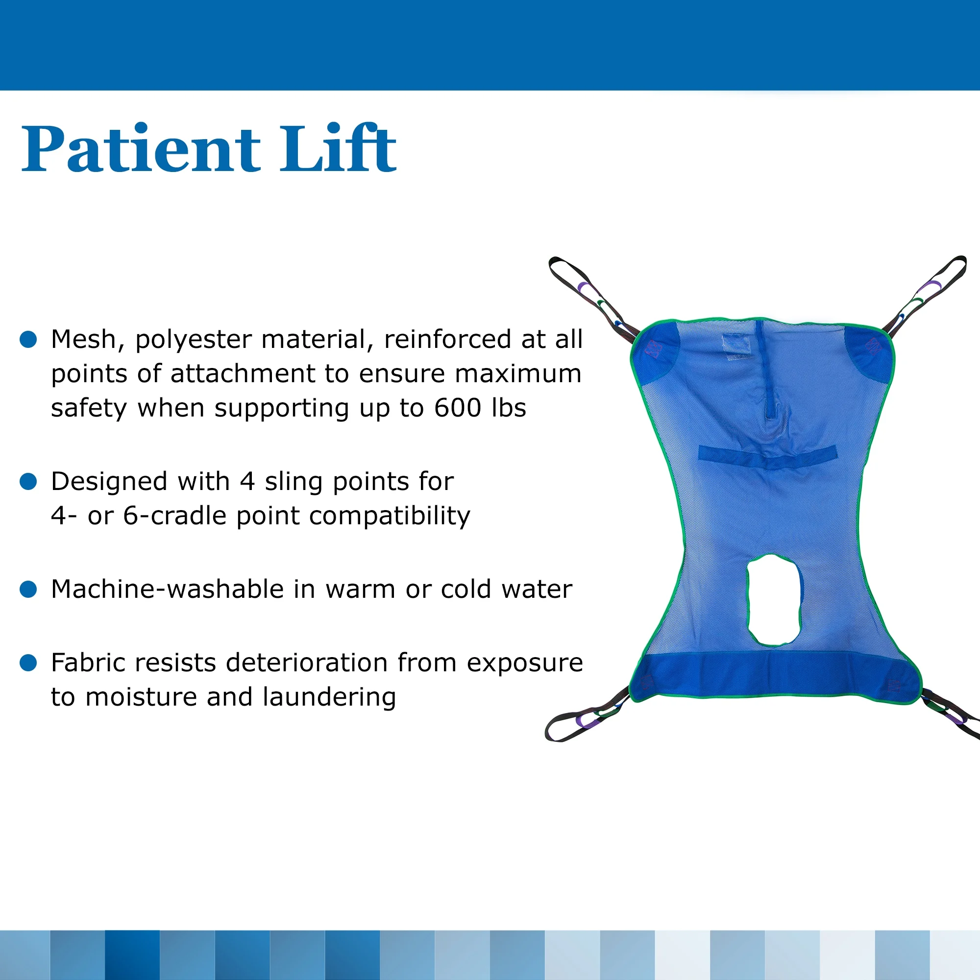 McKesson Patient Lift Sling with Commode Opening, Full Body, Mesh - Medium, 1 Ct