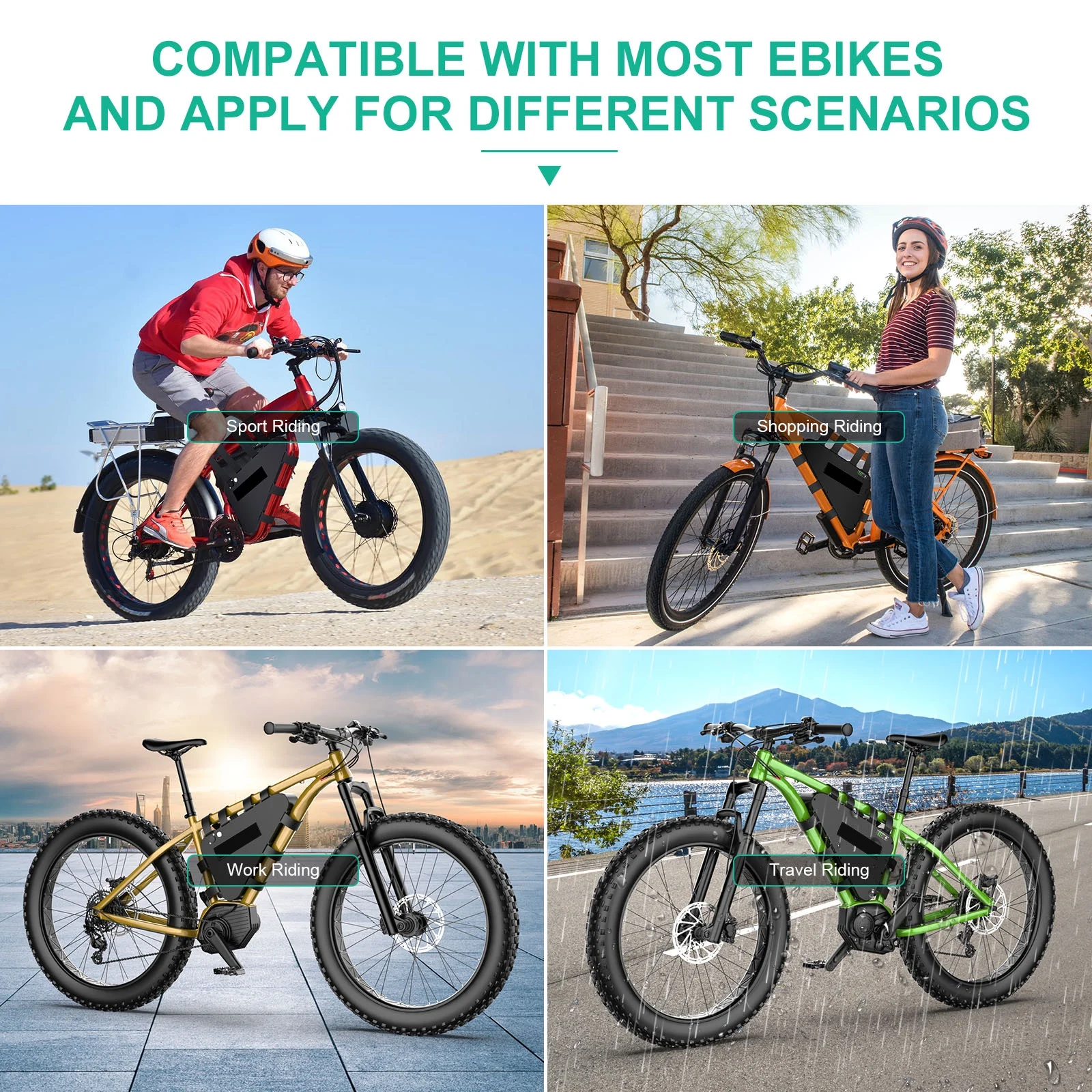 BVSLTUK 52V 20V Ebike Battery Lithium Battery Pack for 200W-2000W Bafang Aw Ancheer Voilamart and Other Motors Electric Bicycle Battery(with charger).