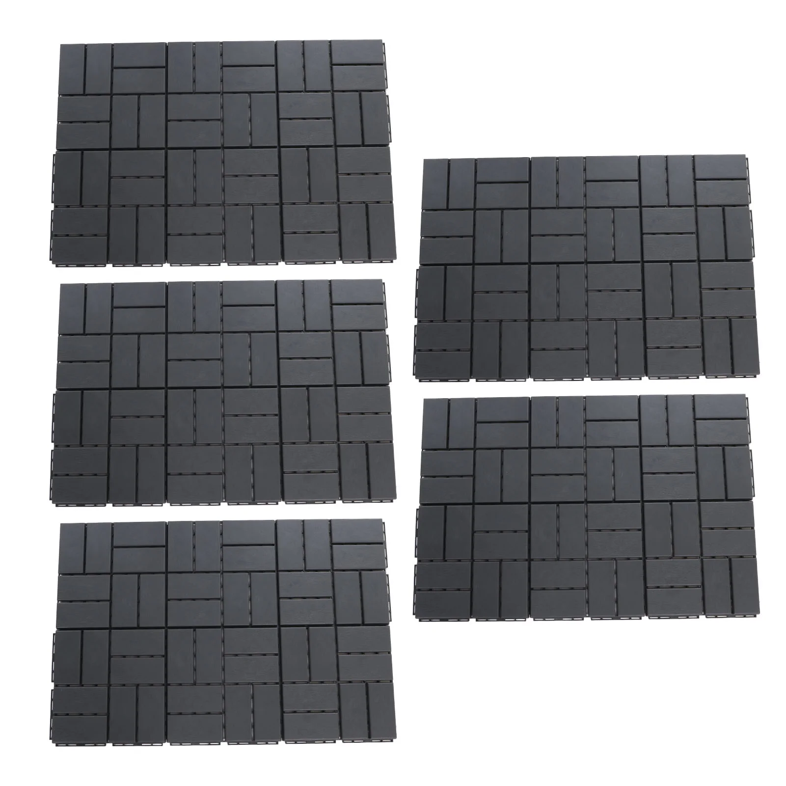 Buumin Patio Deck Tiles, 12 x 12 inches Composite Interlocking Decking Tile, Four Slat Plastic Outdoor Flooring, 30 Pieces One Pack (Dark Grey)