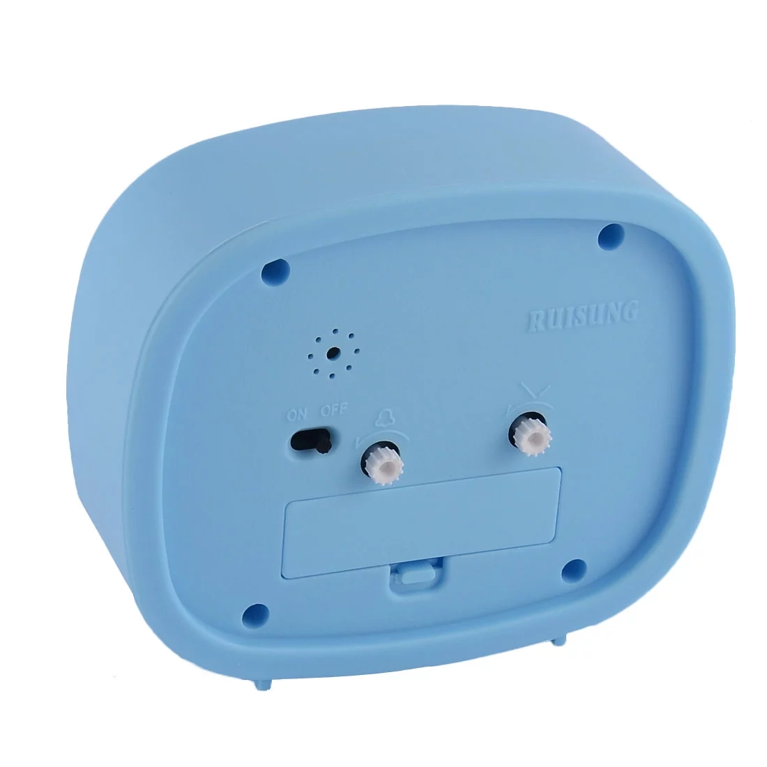 Plastic Oval Silent Battery Powered Arabic Number Alarm Clock Blue