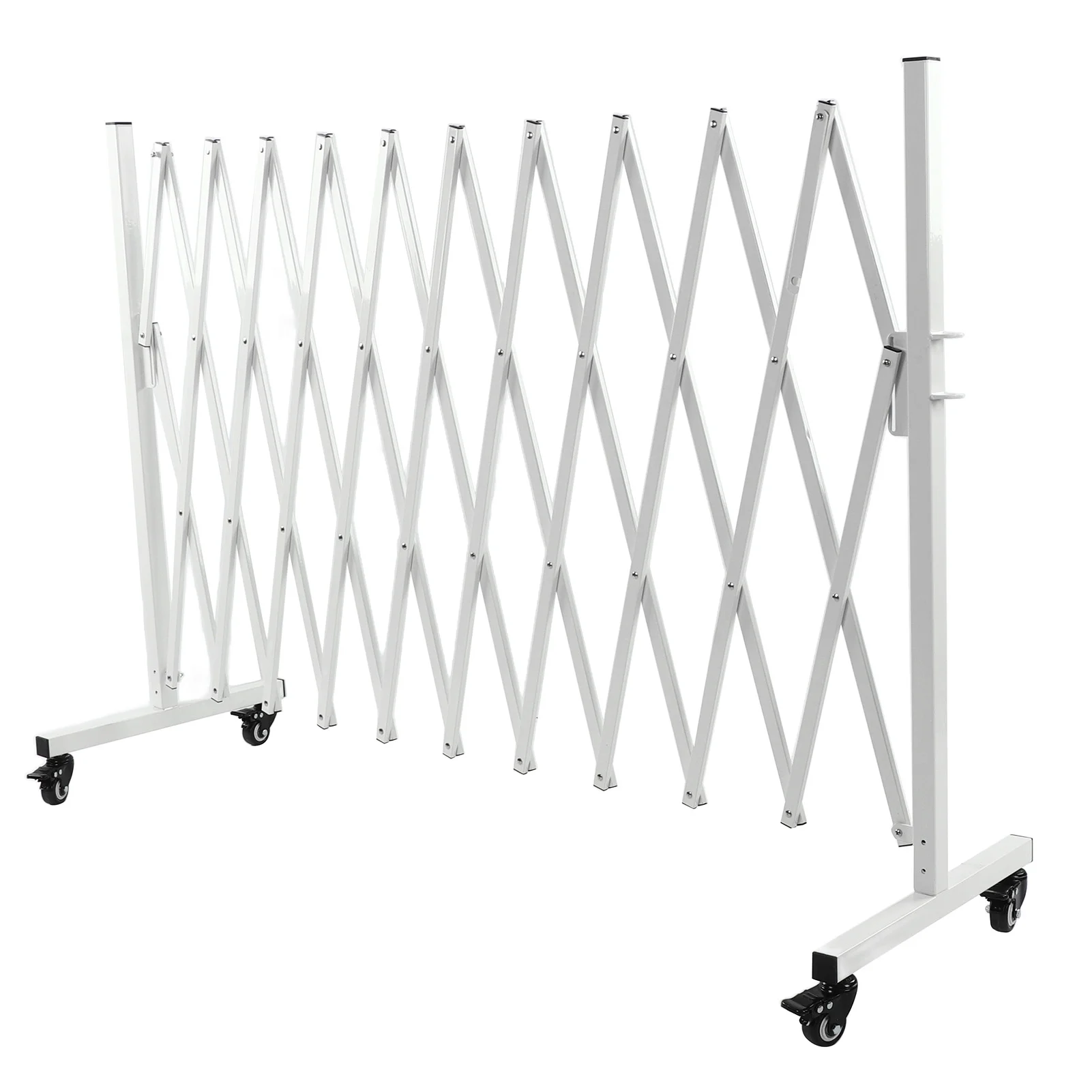 Goldmeet Metal Expandable Barricade Gate Folding Mobile Safety Barrier Driveway Security Flexible Retractable Fence 130in