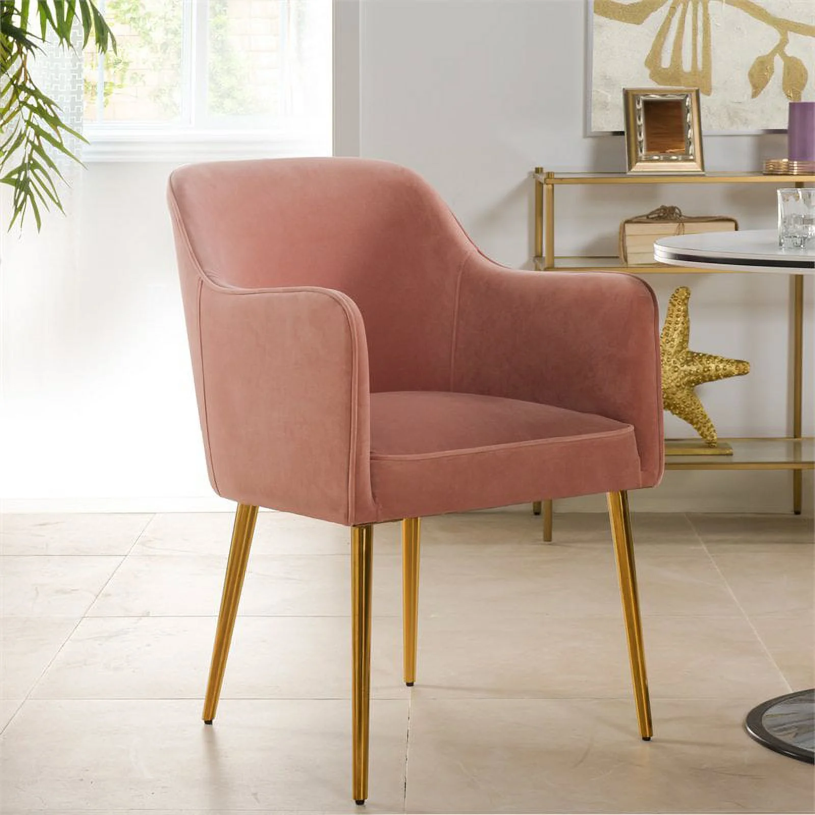 Jennifer Taylor Home Ivy Mid-Century Modern Accent Desk Chair, Blush Pink