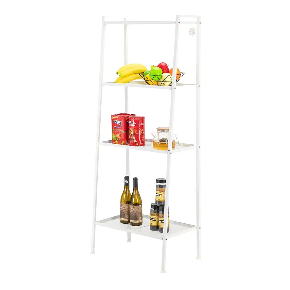 Zimtown 4 Tier Bookshelf and Bookcase, Wall Mounted Display Decor Metal Storage Rack w/ Frame, White