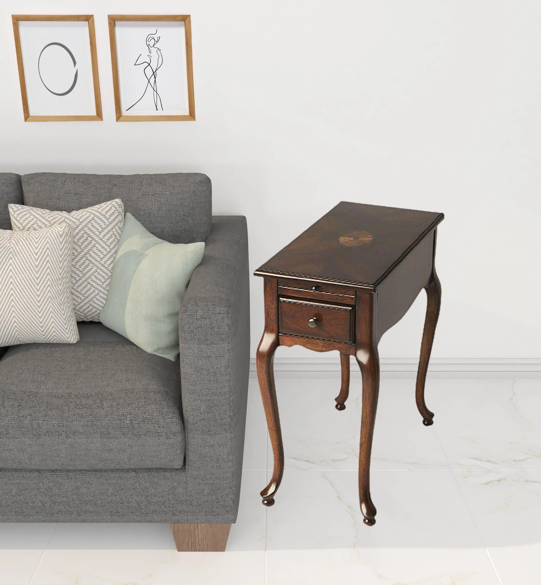 HomeRoots  24.5 x 11.5 x 23.5 in. Cherry Brown Solid & Manufactured Wood Rectangular End Table with Drawers