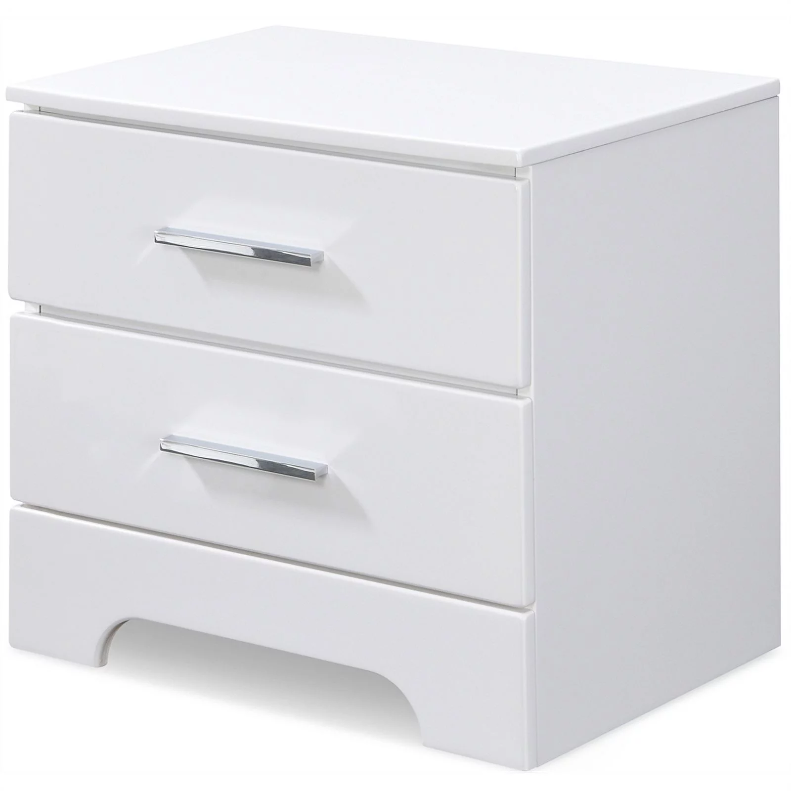 Home Square 2 Drawer Wood Nightstand in White Finish - Set of 2