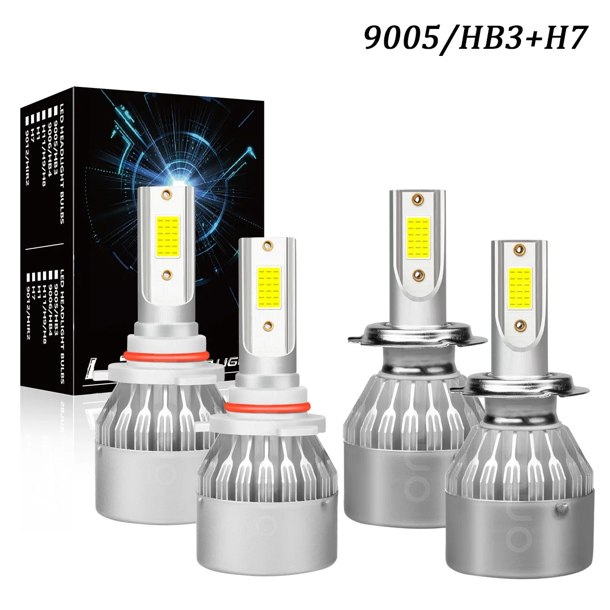 HMCYCI 9005 H7 LED Headlight Bulbs High&Low 6000K White For Kia Optima Forte 2017 2018