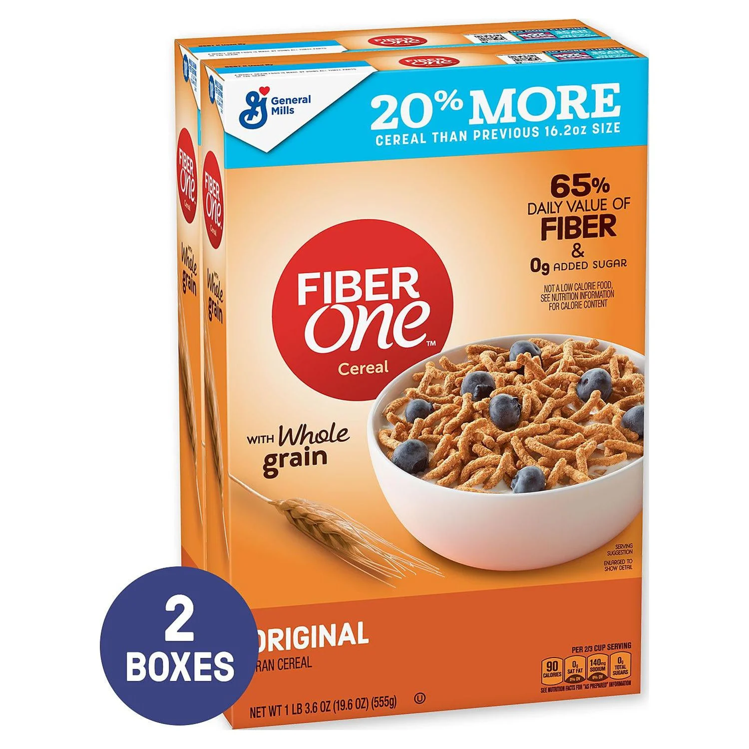 Fiber One Cereal, Original Bran (32.4 oz, 2 pk.)