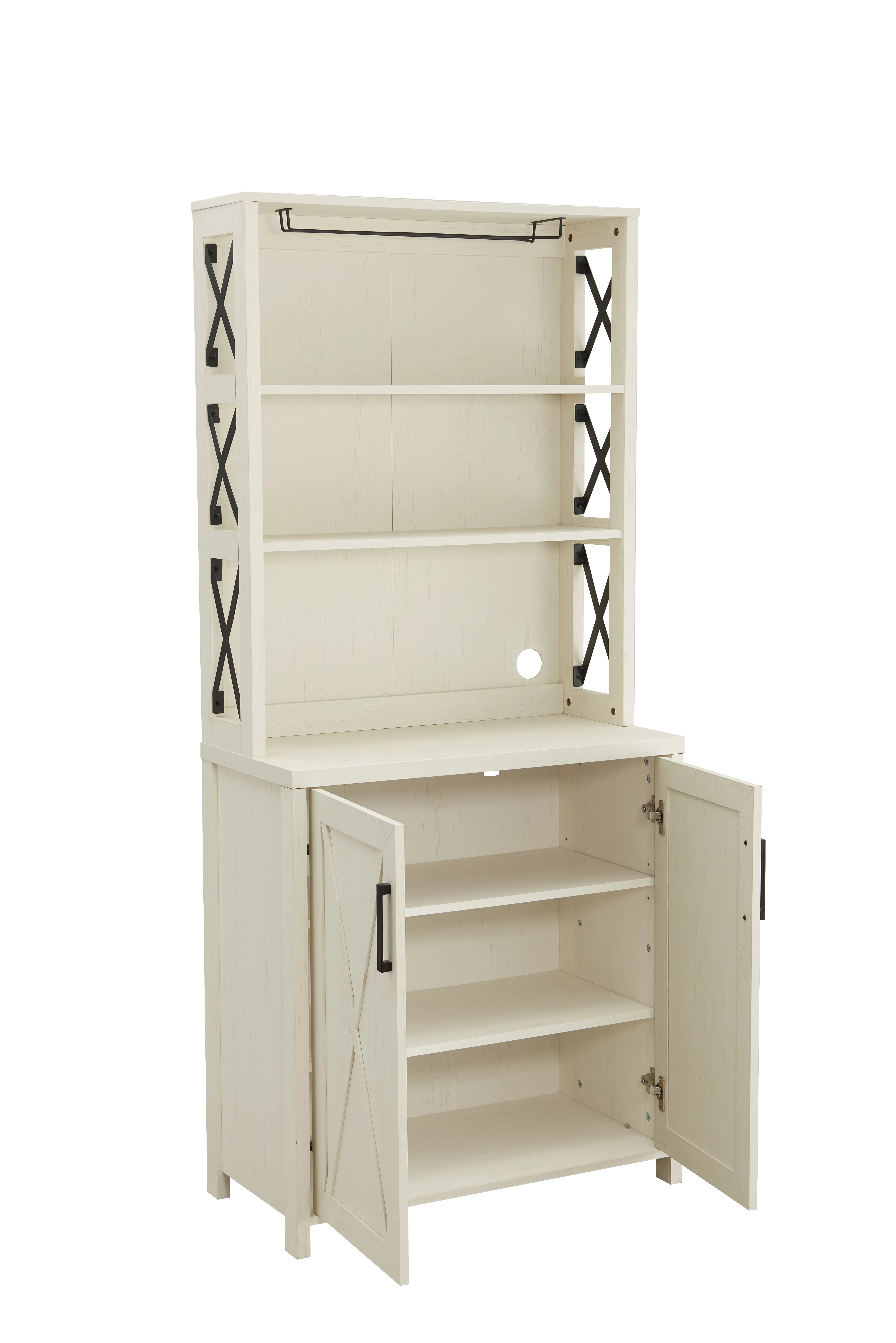 Home Source White Bar Cabinet with Black Accents