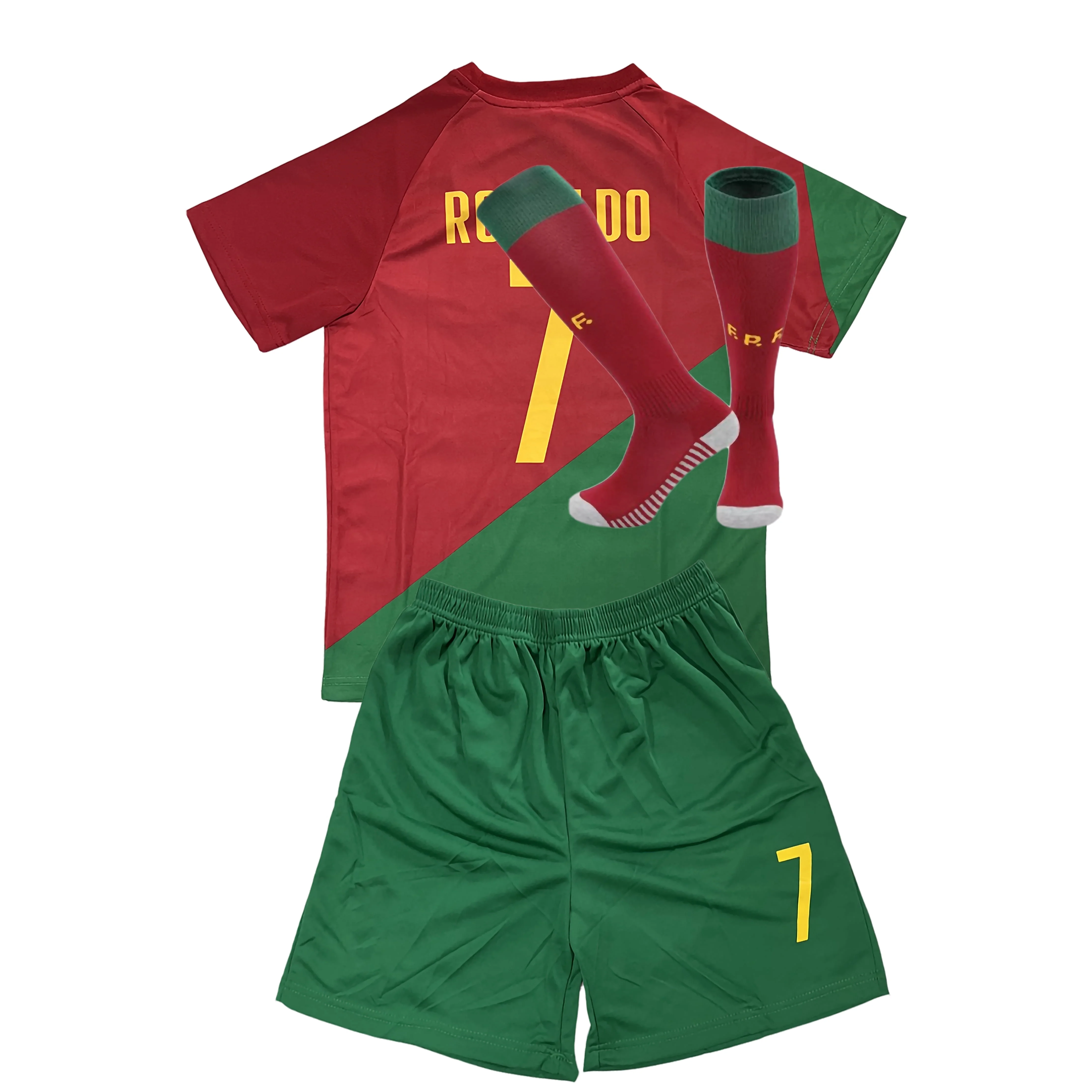 Ryhoow Portugal National Team No. 7 Cristiano Ronaldo for Kids Boys Girls Soccer Jerseys 2022 World Cup Shirt Short Sleeve Football Fans Gift Size 24