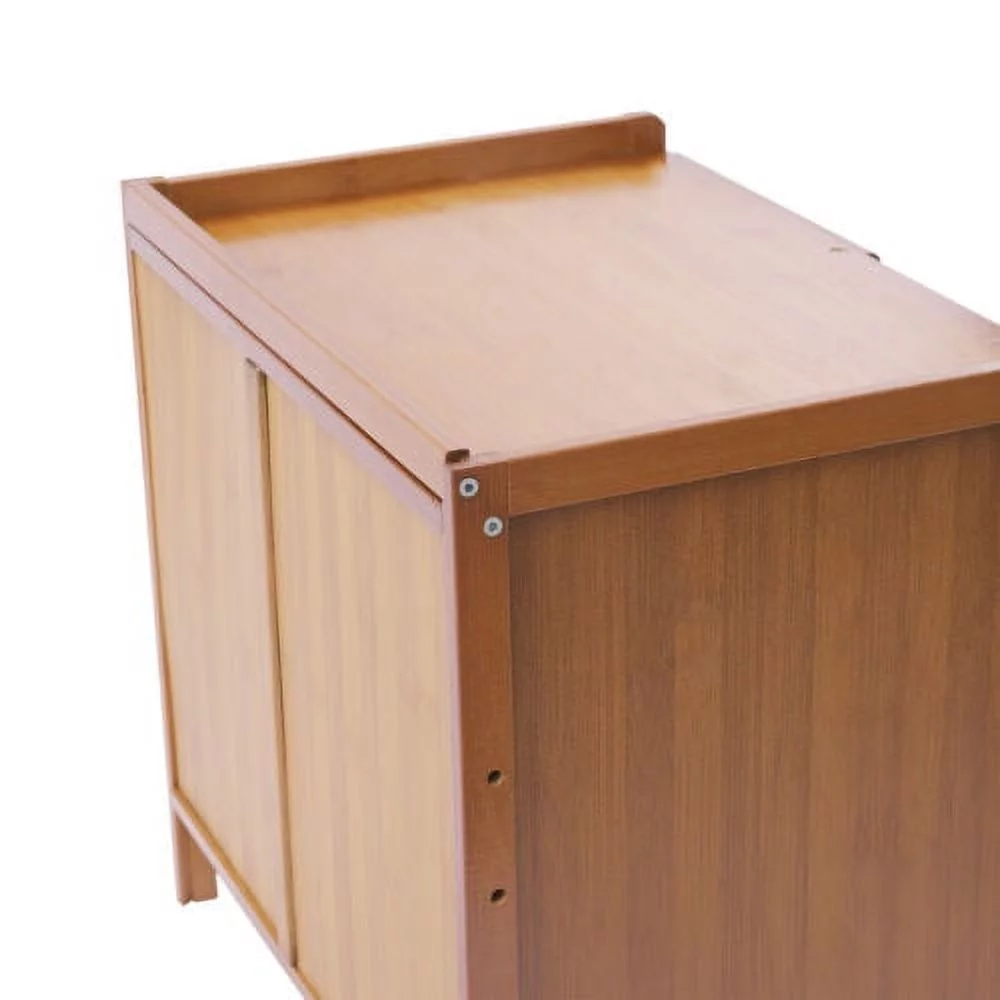 Bamboo Nightstand with 3 Drawers+Cabinet Large Capacity Bedside Table 42*30*40cm