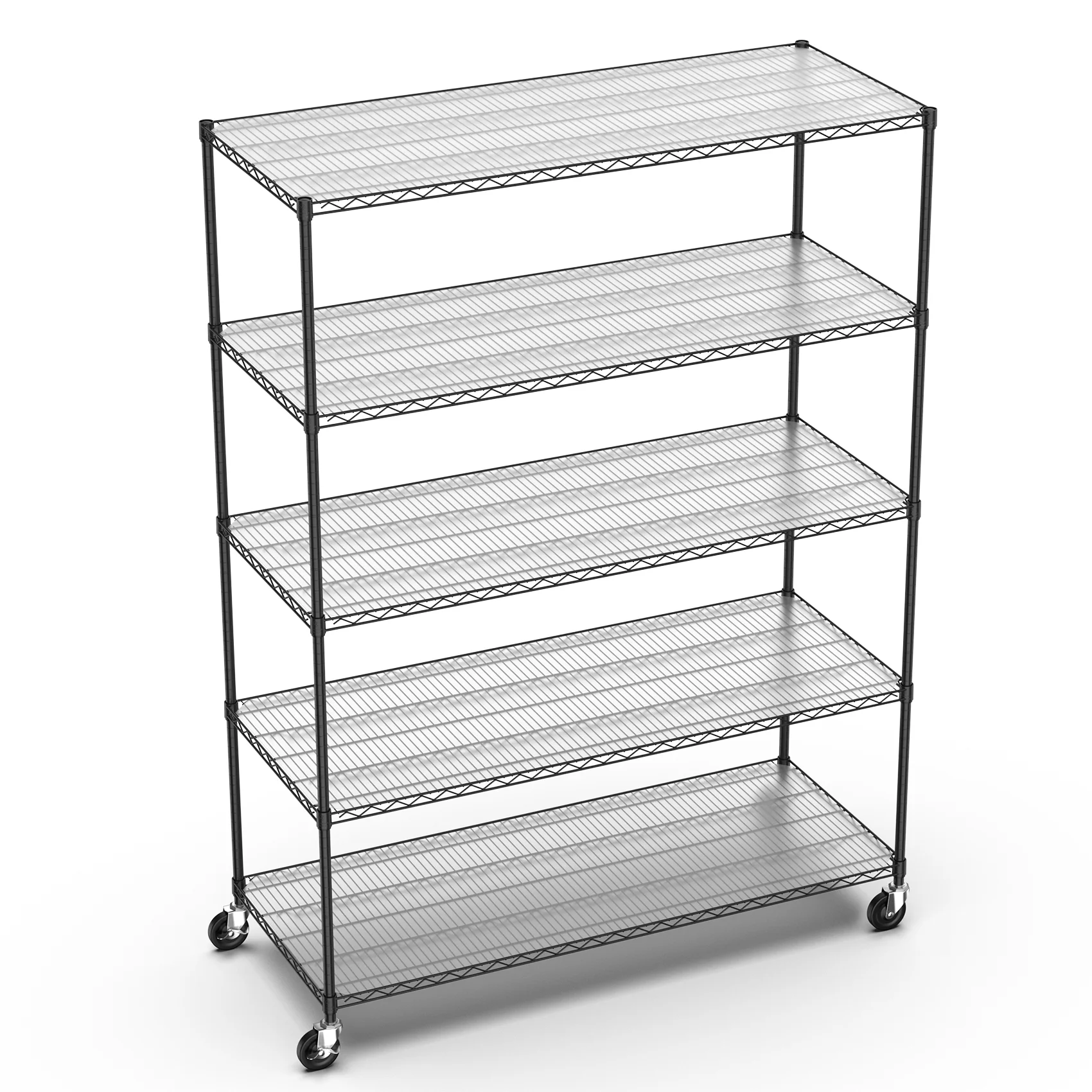5 Tier 7500lbs Heavy Duty Adjustable Storage Rack Metal Shelf Wire Shelving Unit with Wheels & Shelf Liners - 82