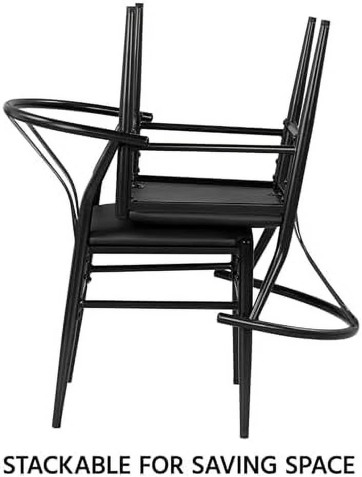 MQLIFEBOOM Weave Dining Chairs Dining Room Chairs  Mid-Century Modern Dining Chairs PU Leather Arm Chairs Upholstered Dining Chairs with Open Backrest Metal Frame Accent Chair  Retro Brow