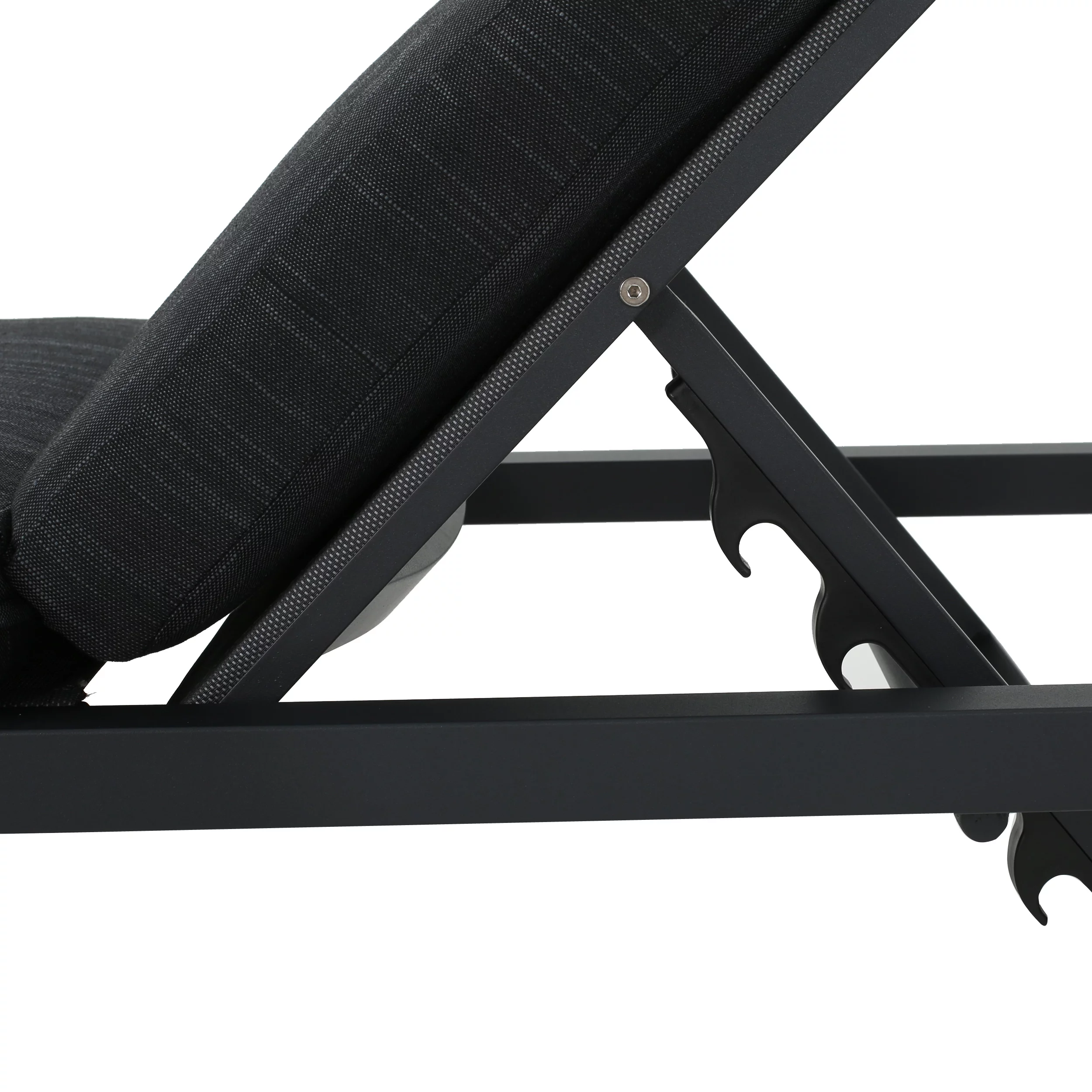 Bristol Outdoor Adjustable Aluminum Chaise Lounges with Cushion, Set of 4, Black, Dark Grey