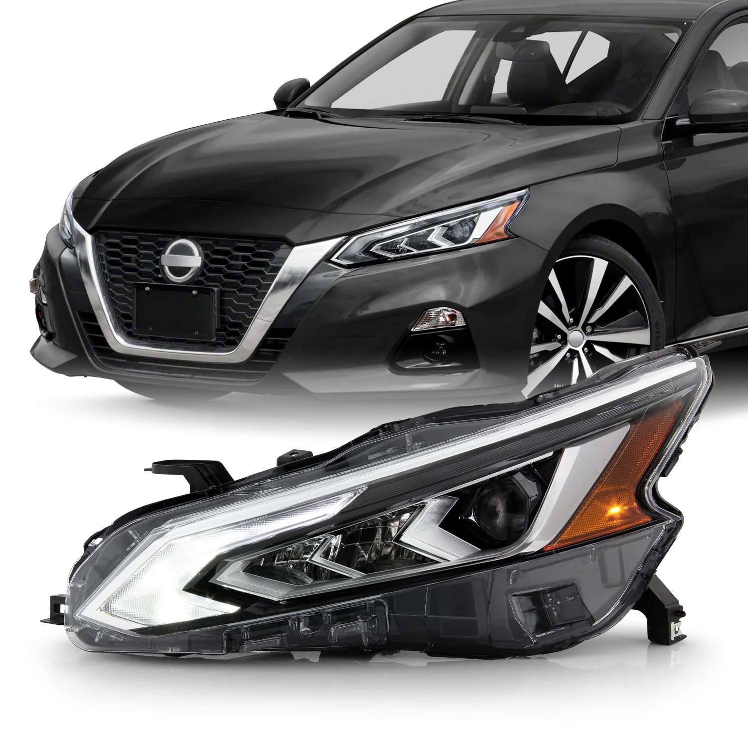 AKKON - Fits 2019-2022 Nissan Altima |Sedan Halogen Model| Full LED Projector Headlights Replacement - Left Side