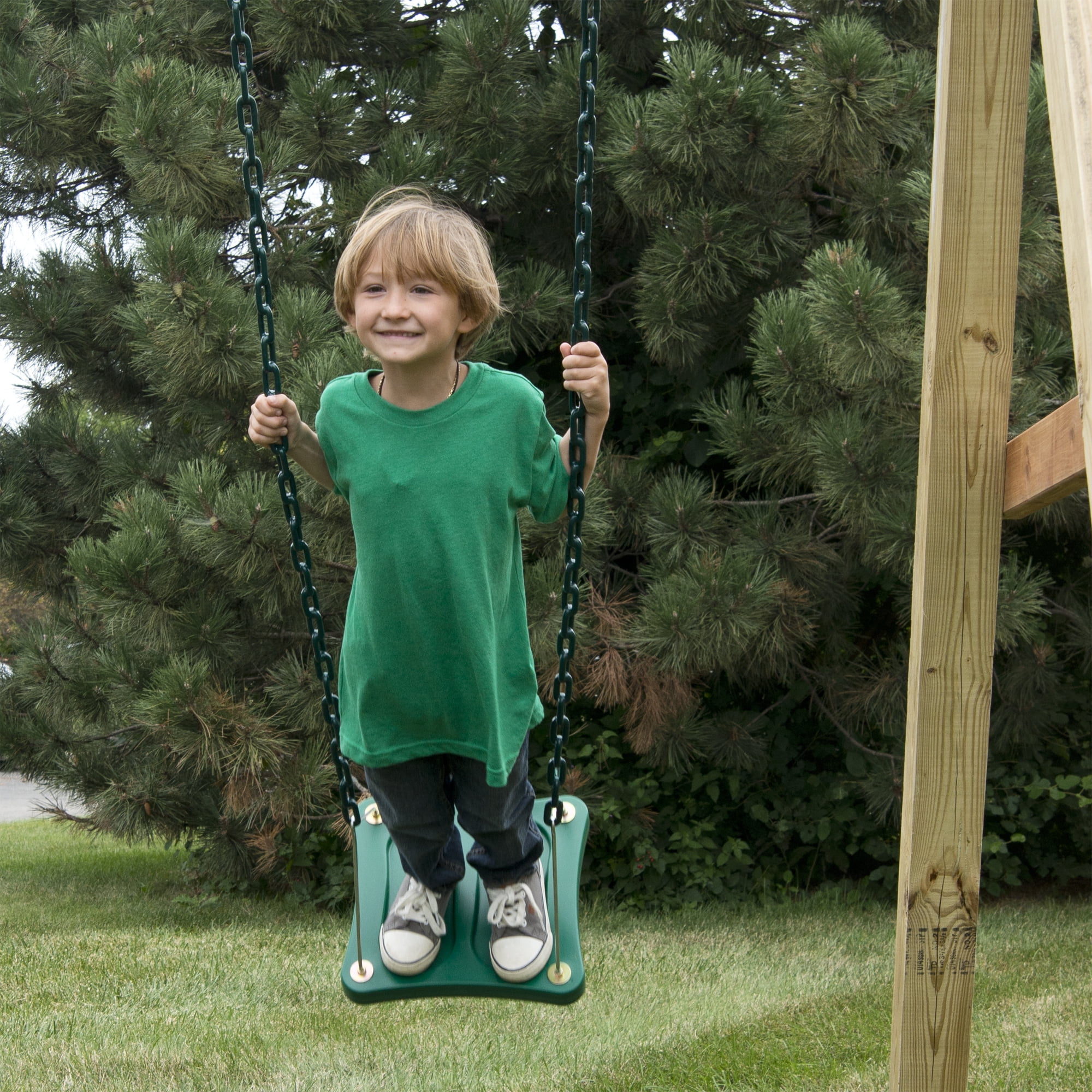 Swing-N-Slide Swing Set Bundle with 2 Green Extreme-Duty Swing Seats with Chains and Stand-Up Swing
